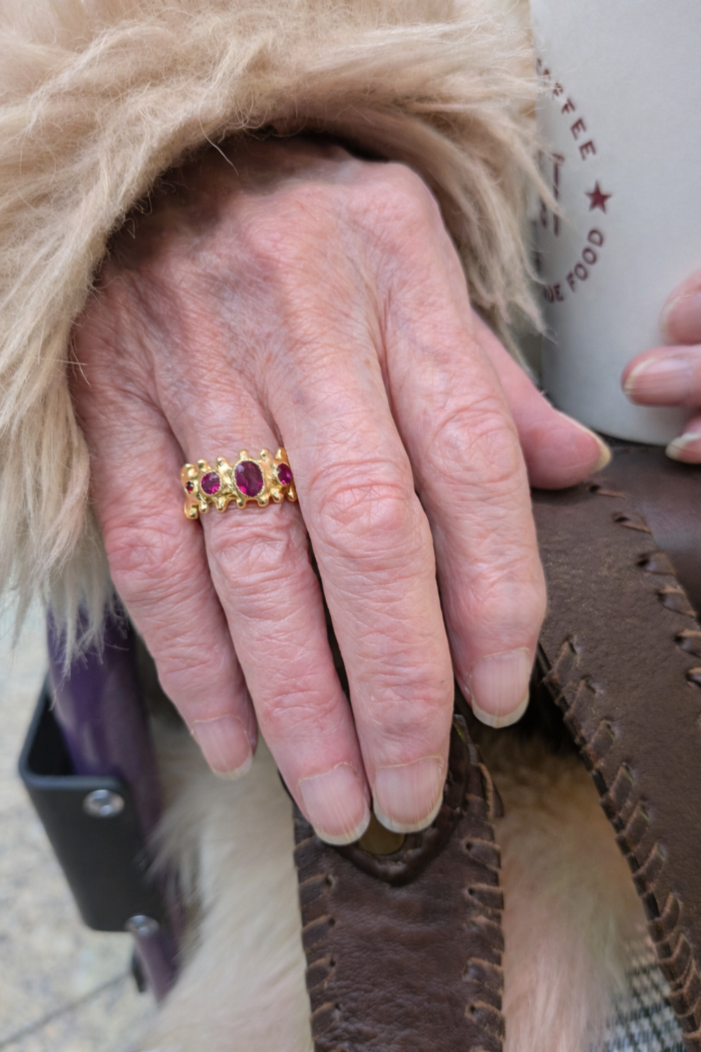 5 stone rhodolite garnet ring