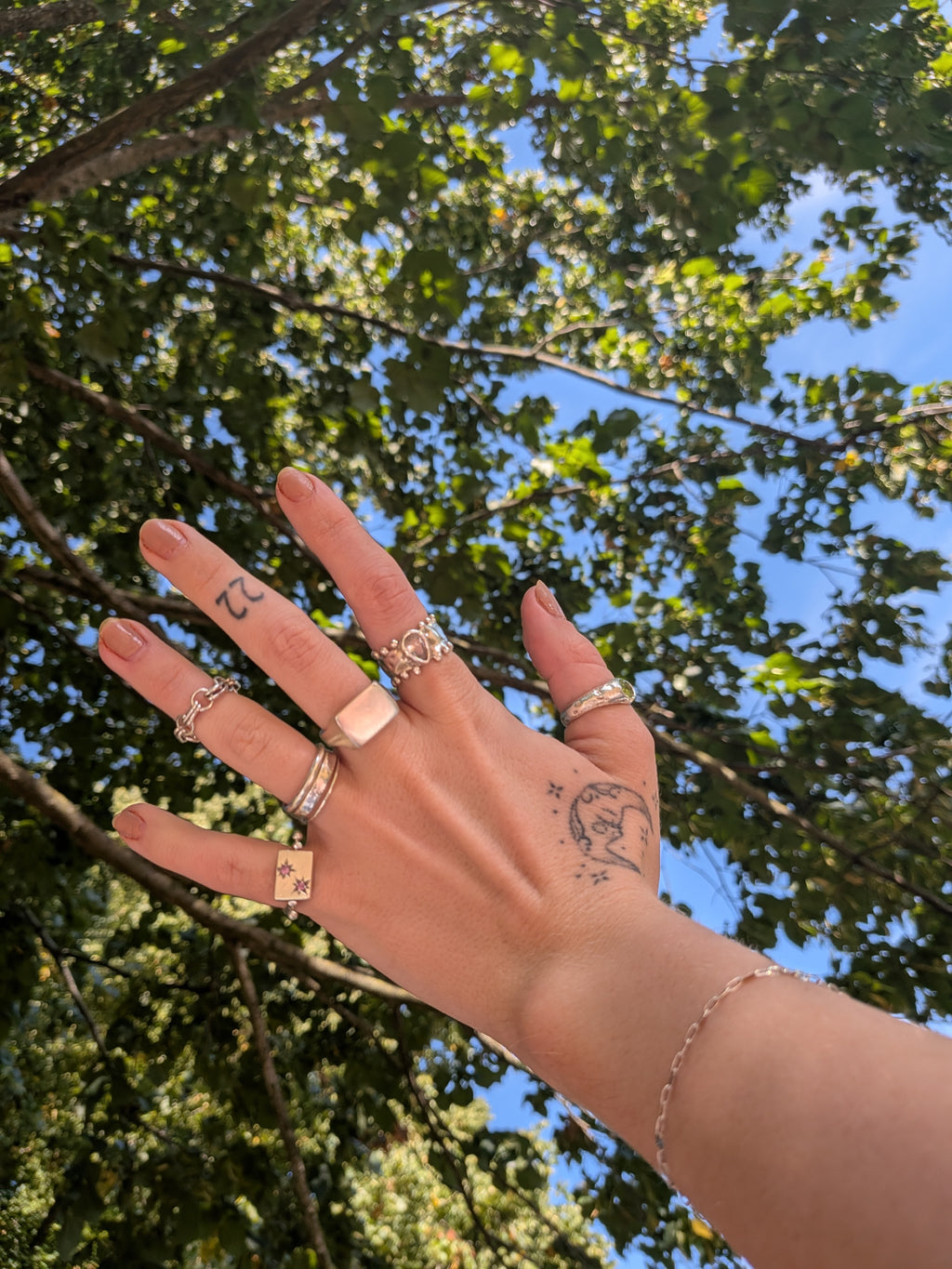Handmade chunky square sterling silver signet ring by All Our Light.