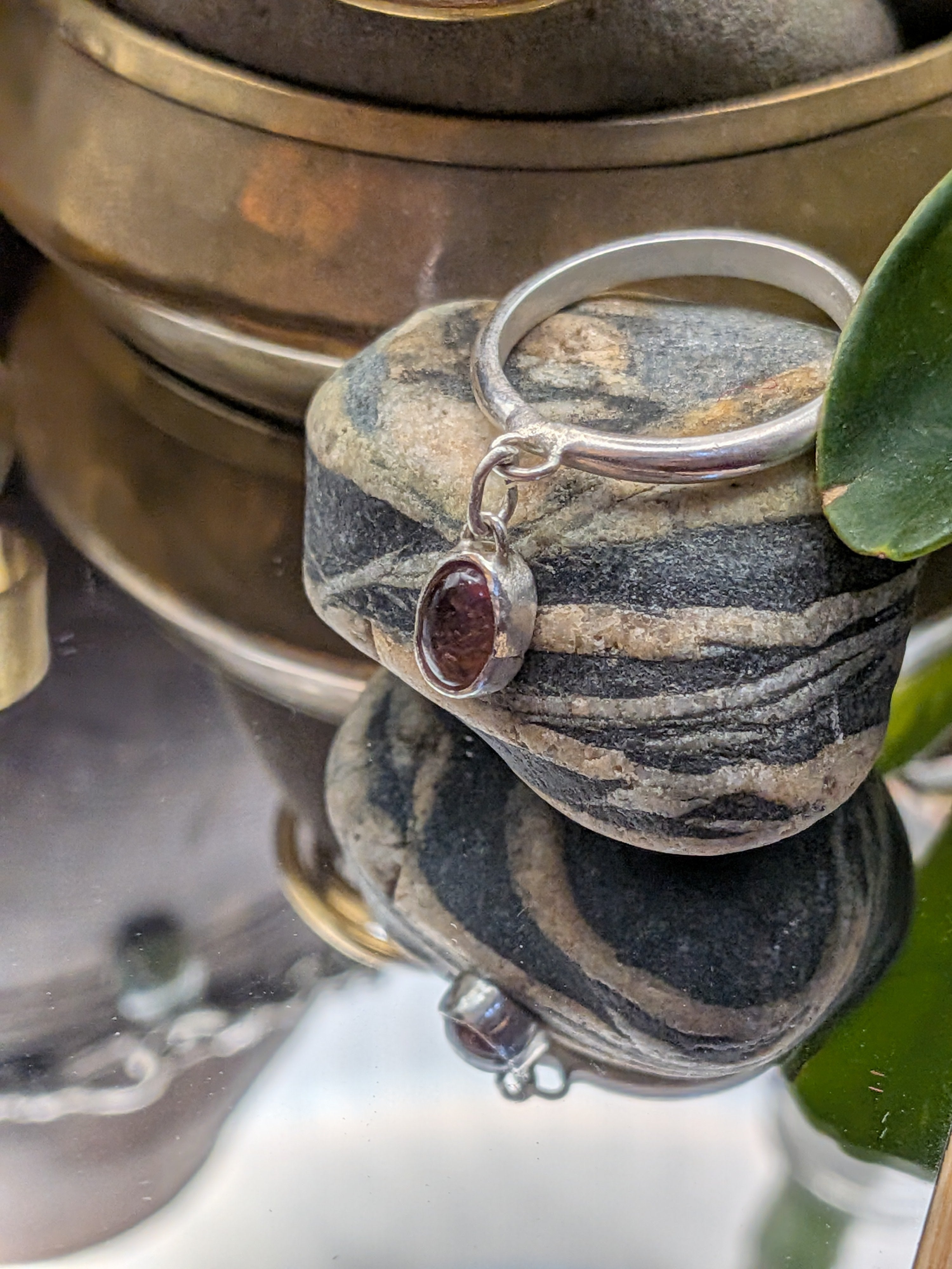 Watermelon tourmaline charm ring