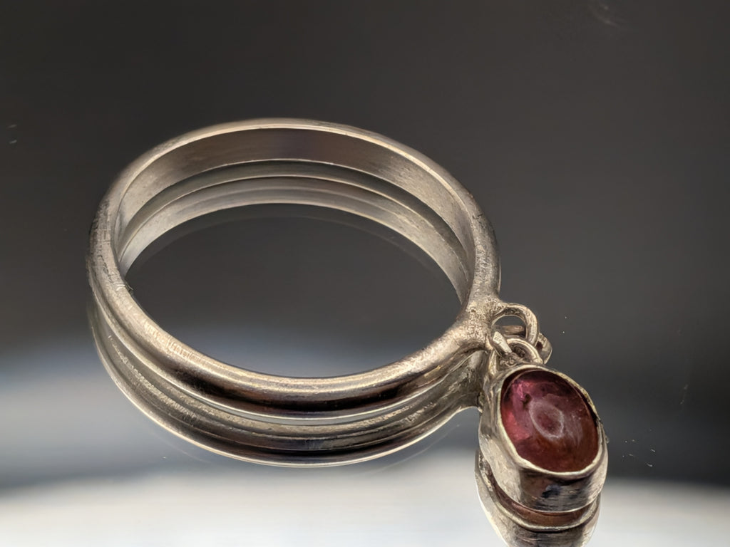 Watermelon tourmaline charm ring
