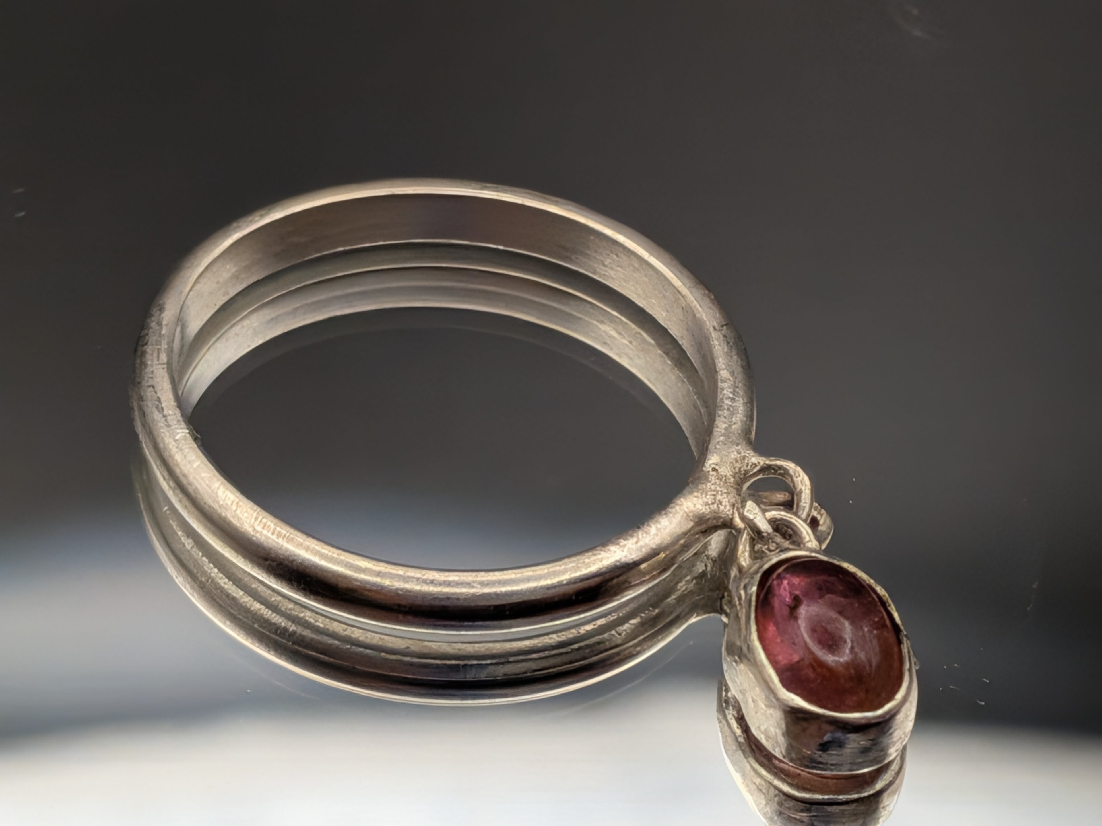 Watermelon tourmaline charm ring
