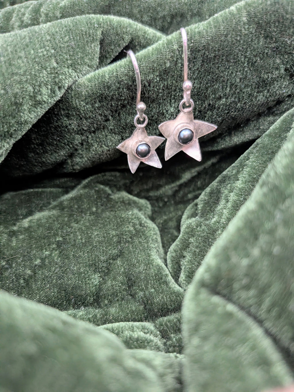 Silver Star Pearl Earrings