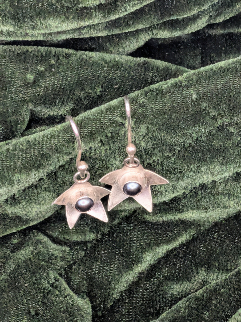 Silver Star Pearl Earrings