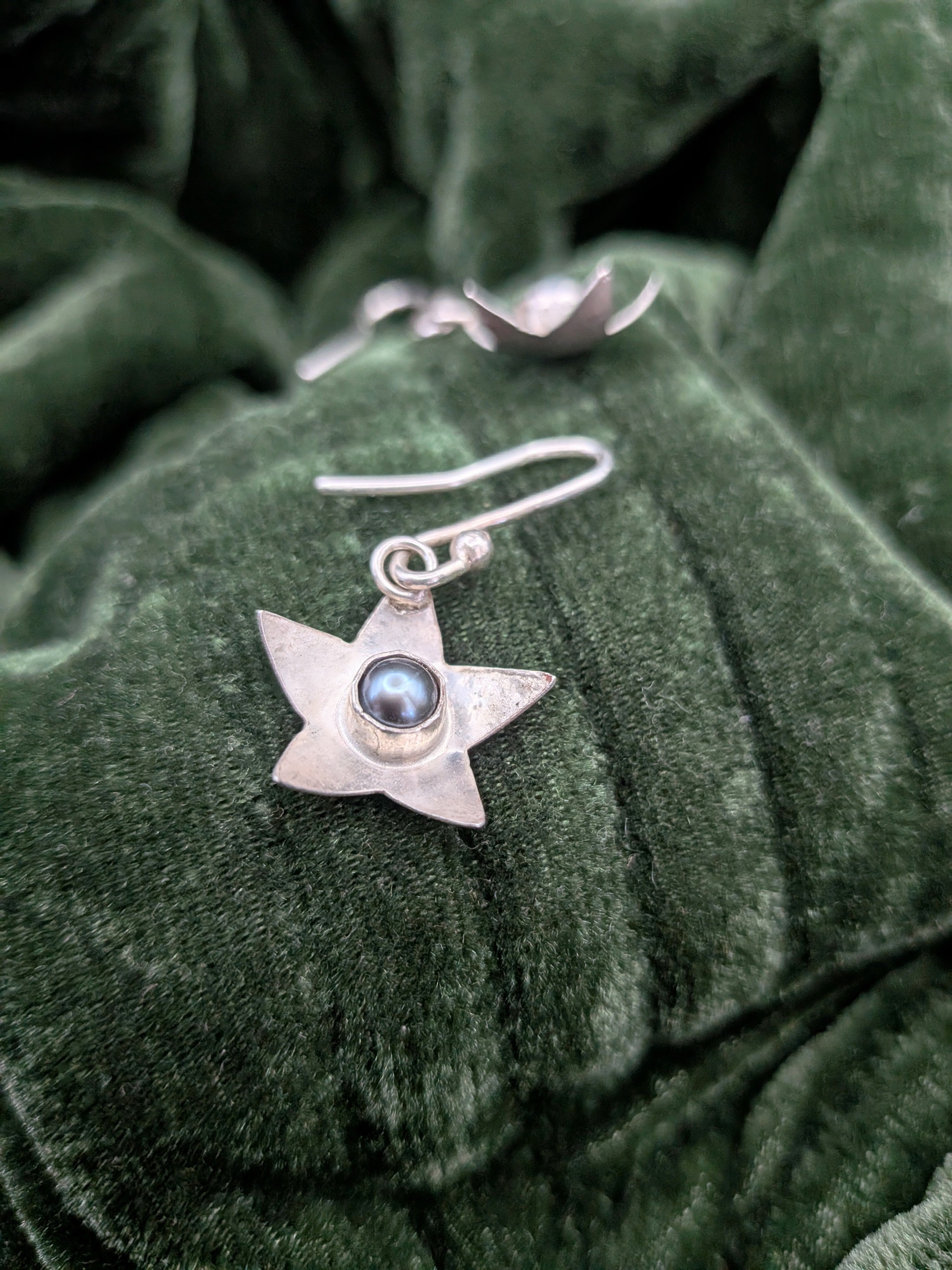 Silver Star Pearl Earrings