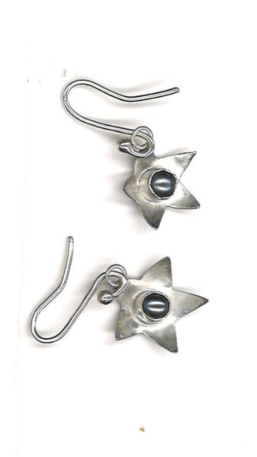 Silver Star Pearl Earrings