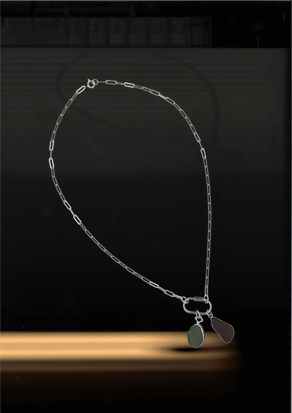 Seafoam green sea glass pendant in a handmade silver setting by All Our Light.