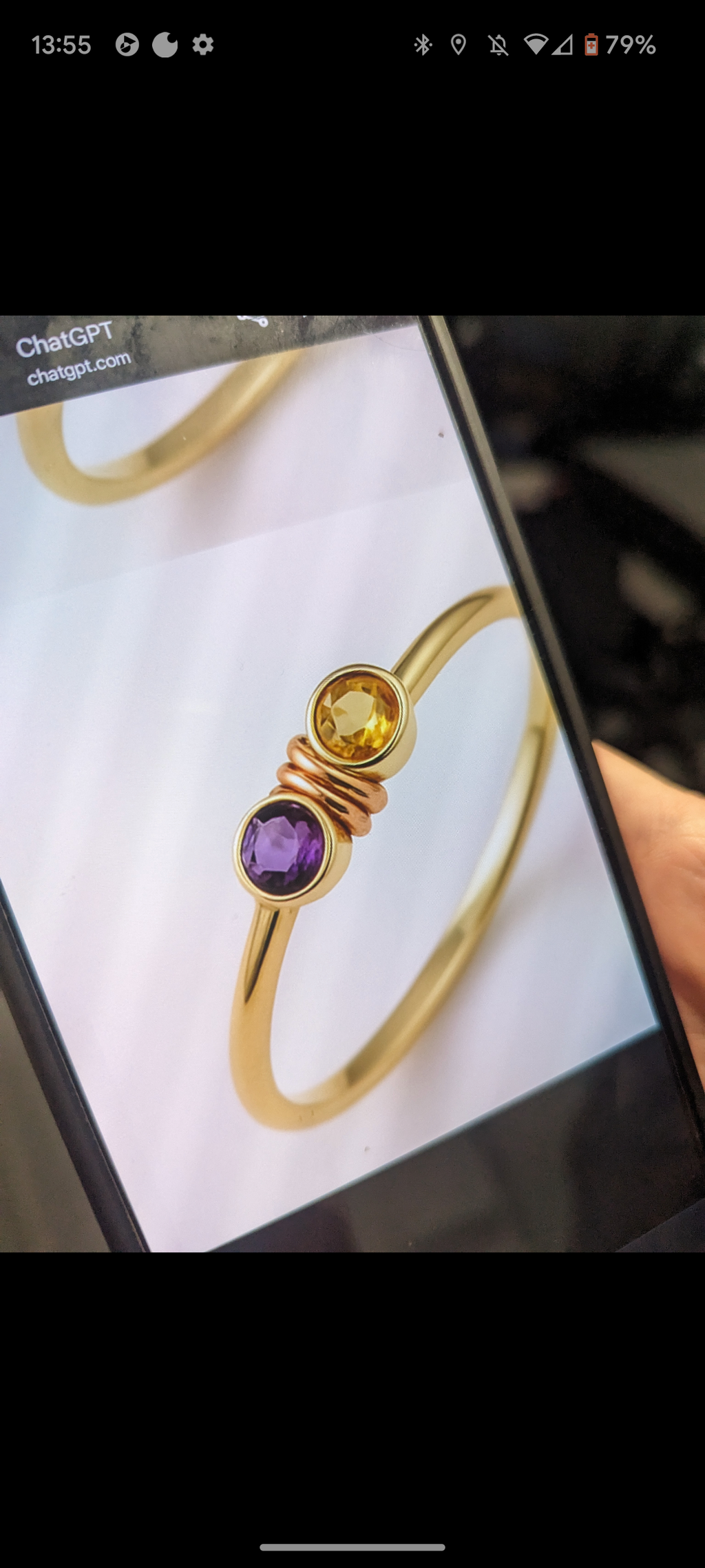 Citrine and Amethyst toi et moi gold ring