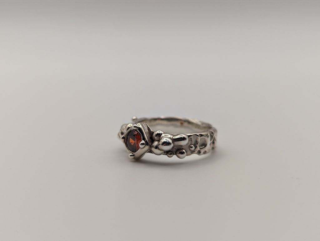 Sterling silver red CZ stone ring