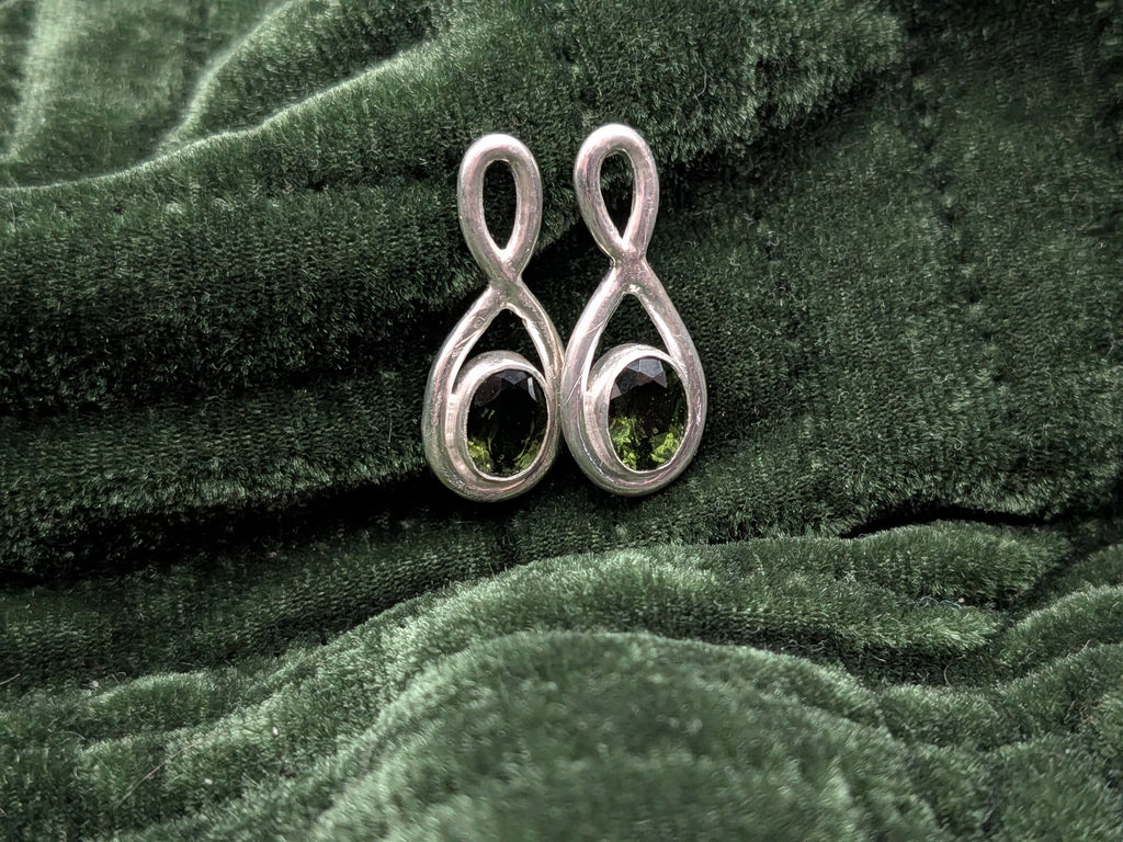 Sterling moldovite studs