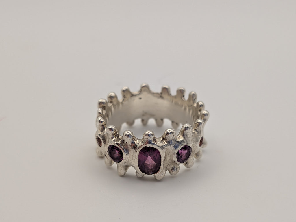 5 stone rhodolite garnet ring