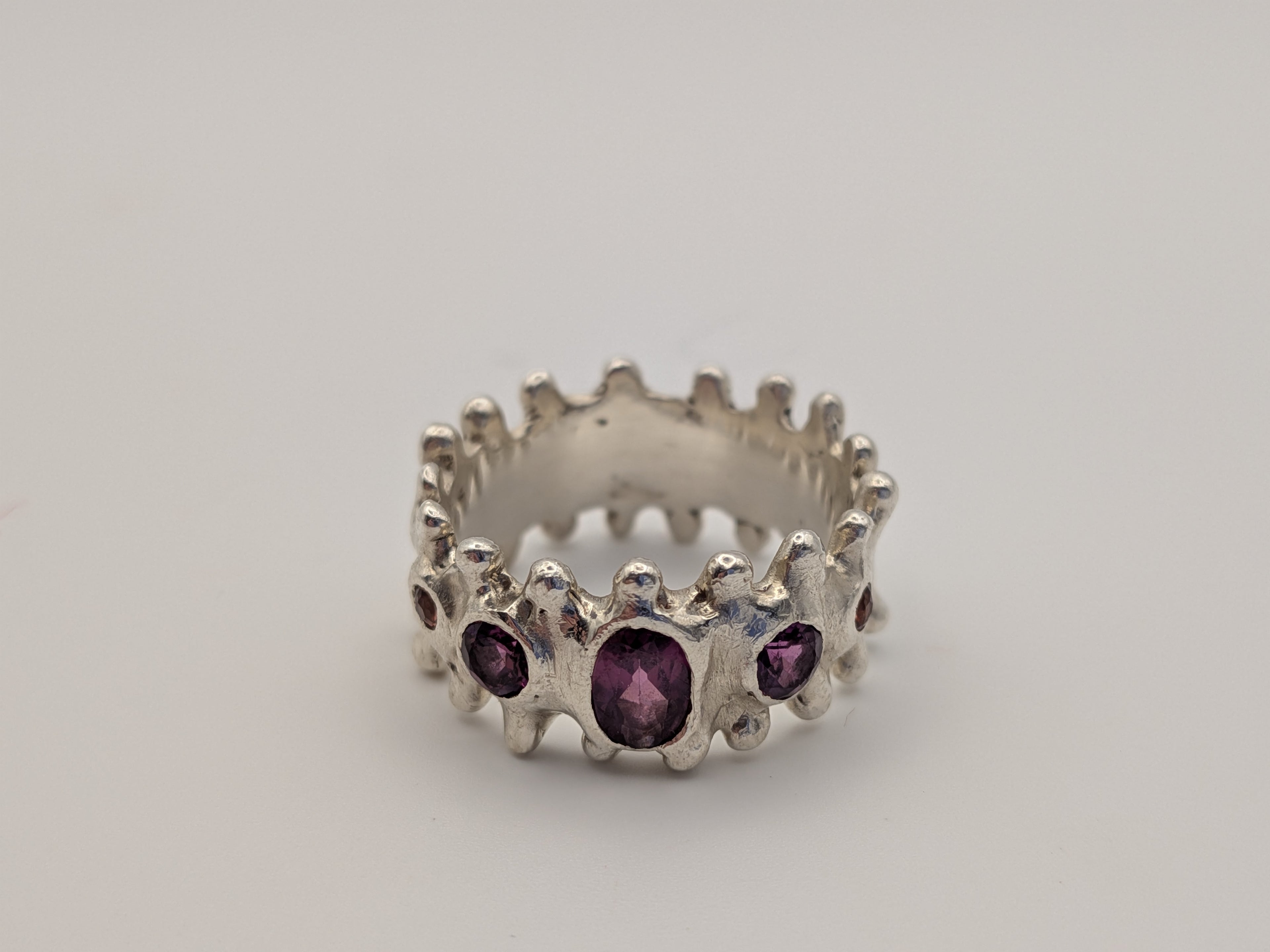 5 stone rhodolite garnet ring