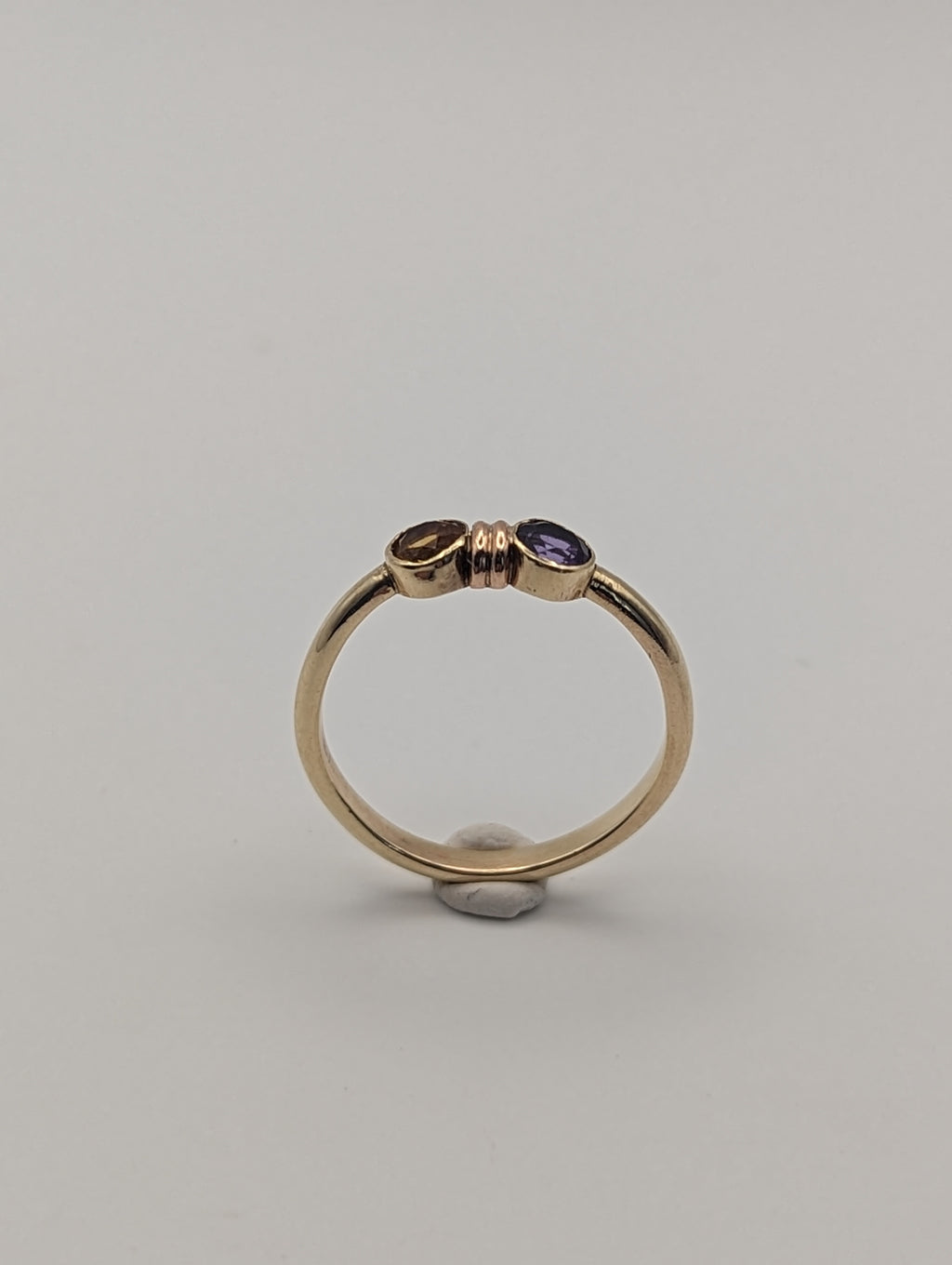 Citrine and Amethyst toi et moi gold ring