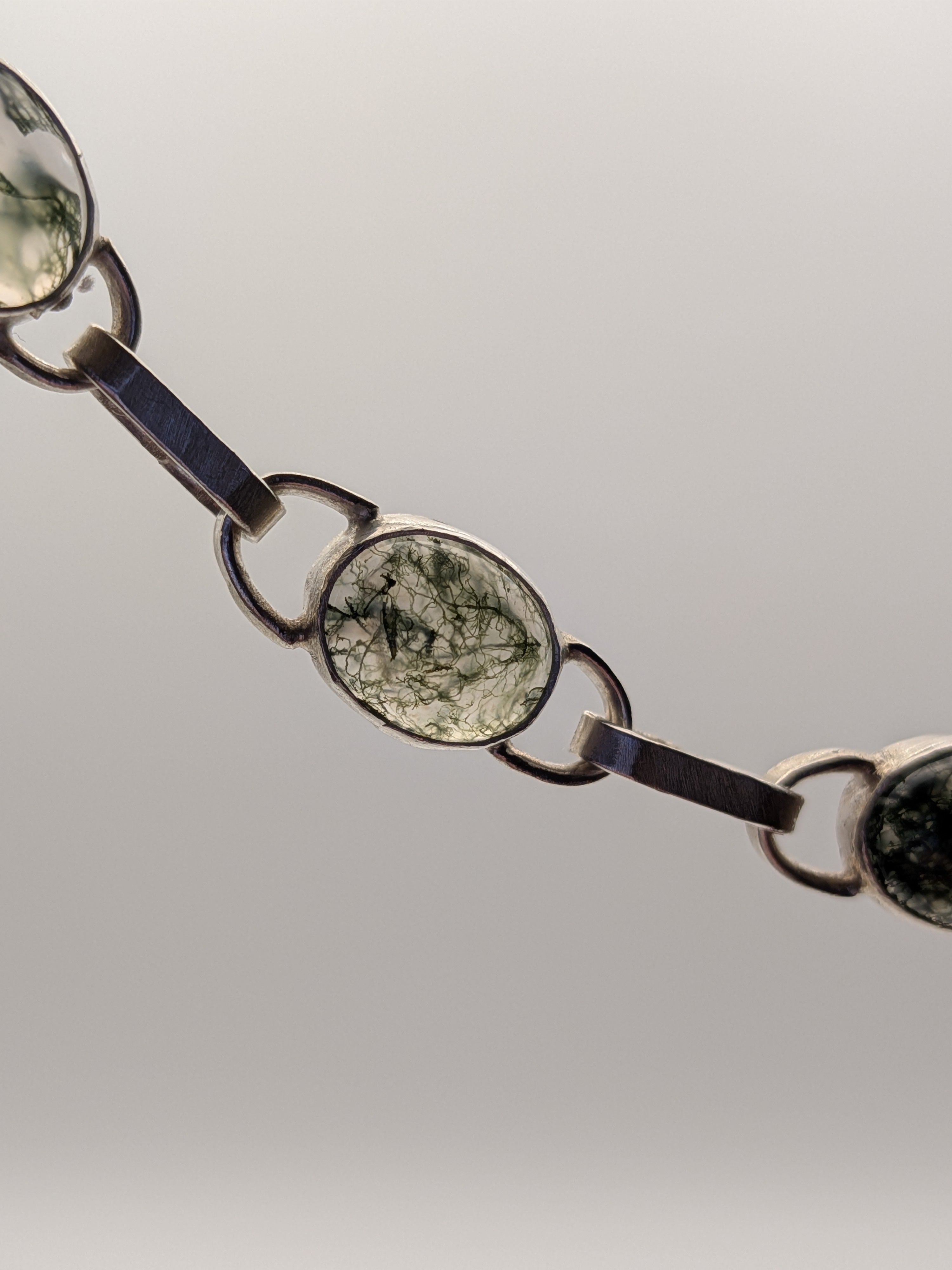 Moss agate oval link bracelet
