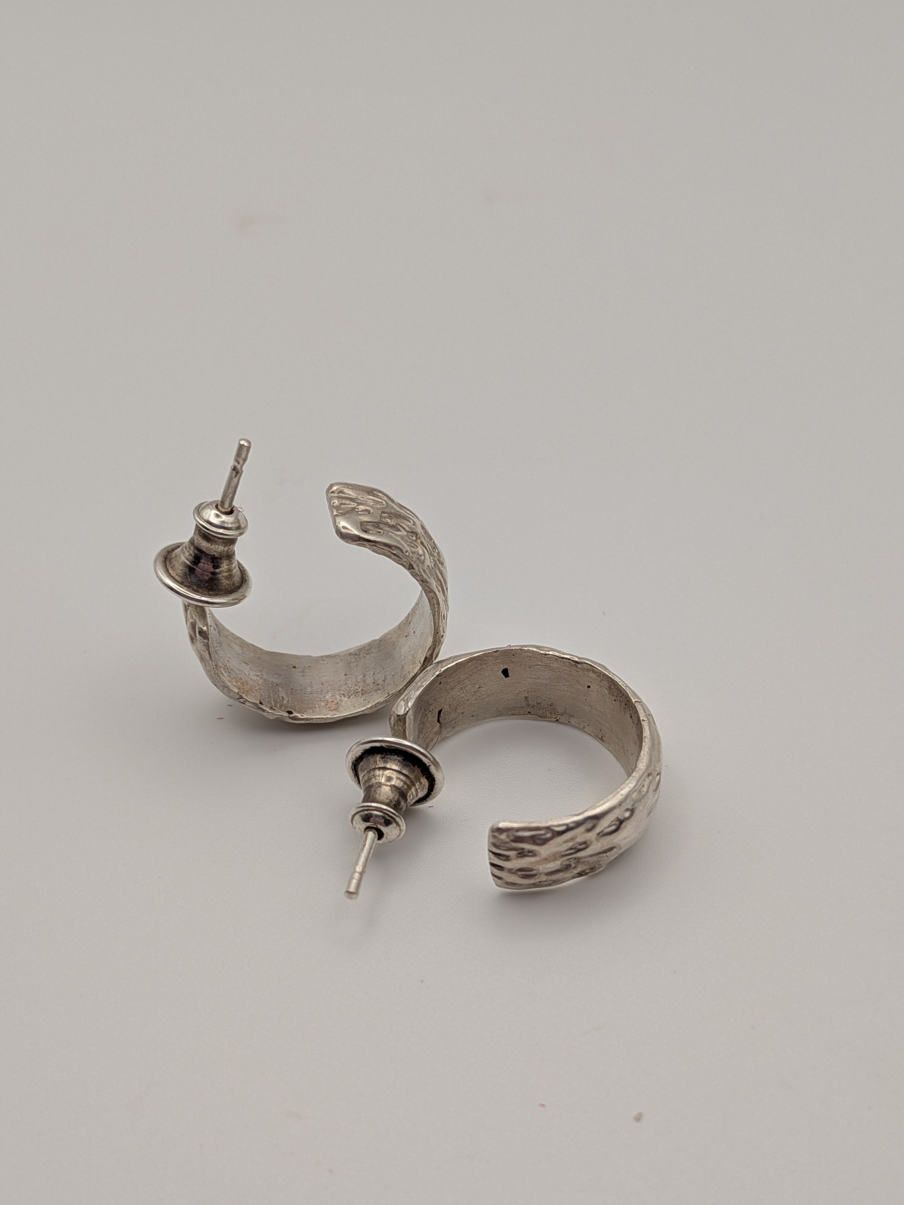 Small textured hoop studs