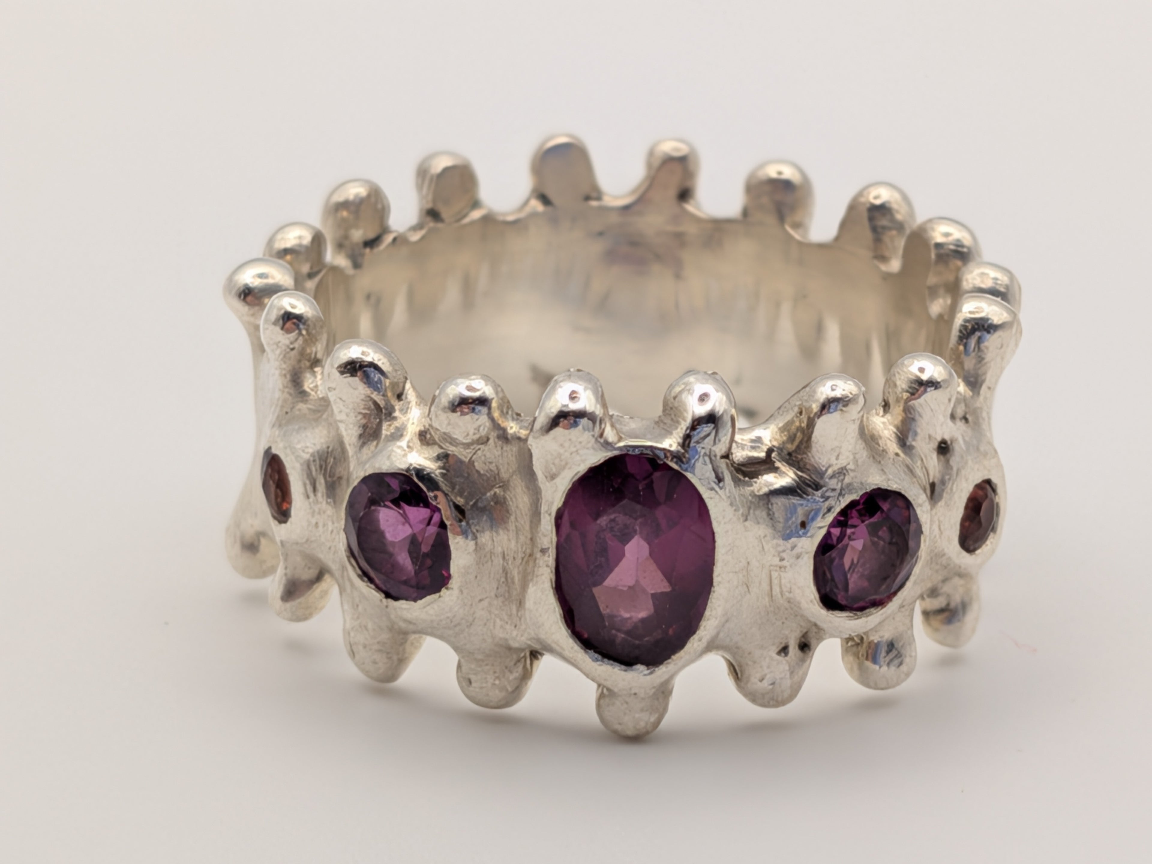 5 stone rhodolite garnet ring