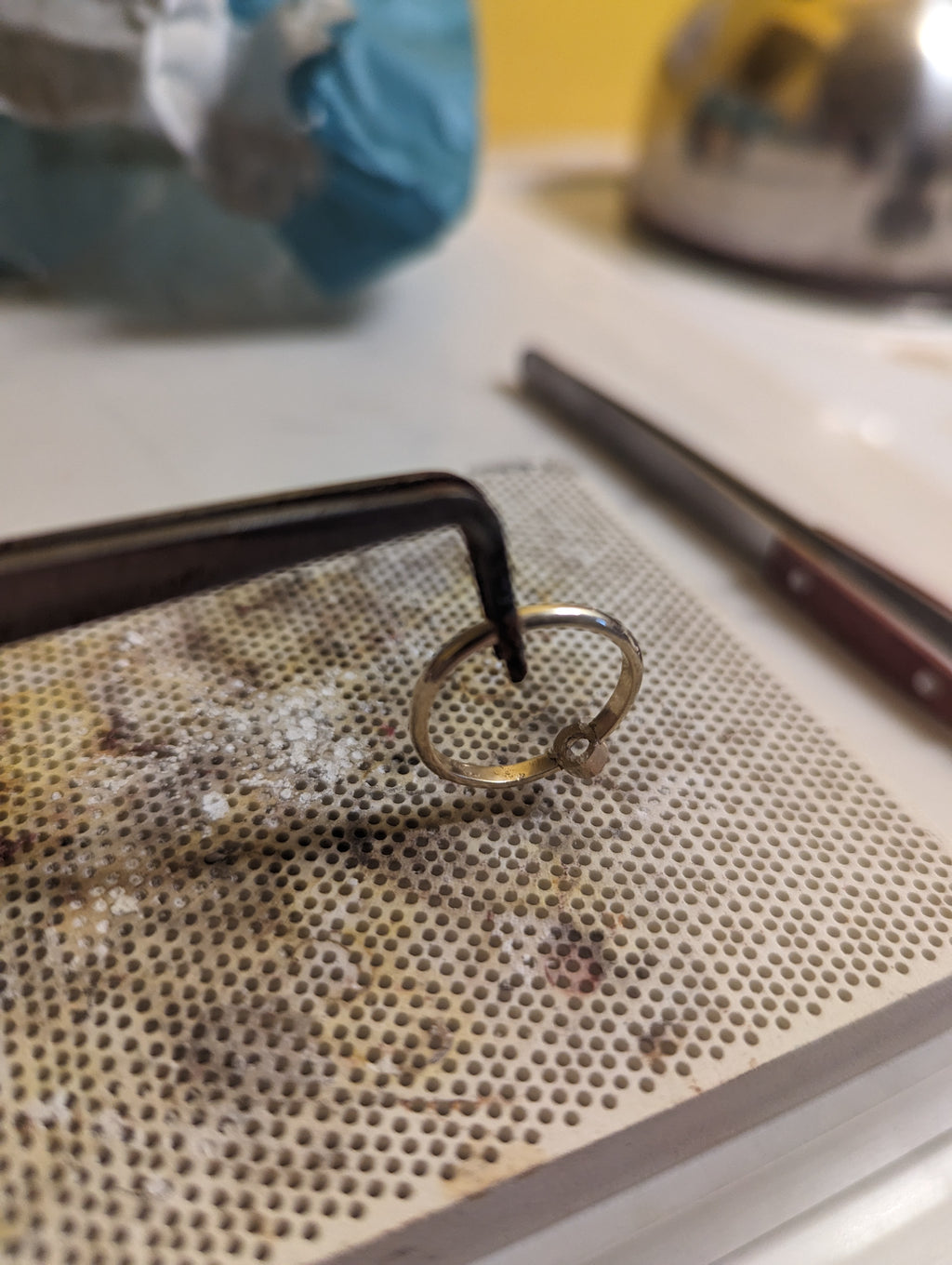 Citrine and Amethyst toi et moi gold ring