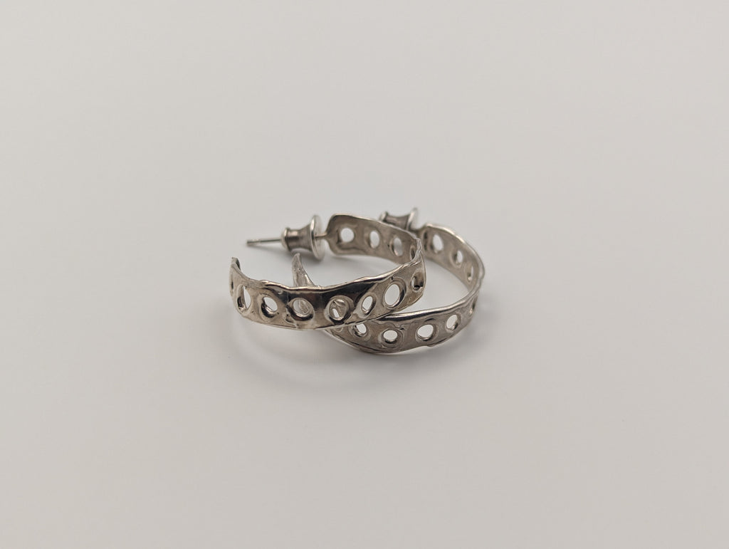 Holey Sterling silver hoop studs