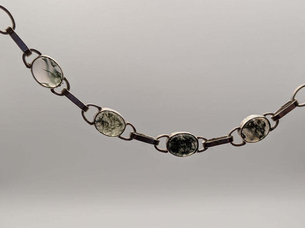 Moss agate oval link bracelet