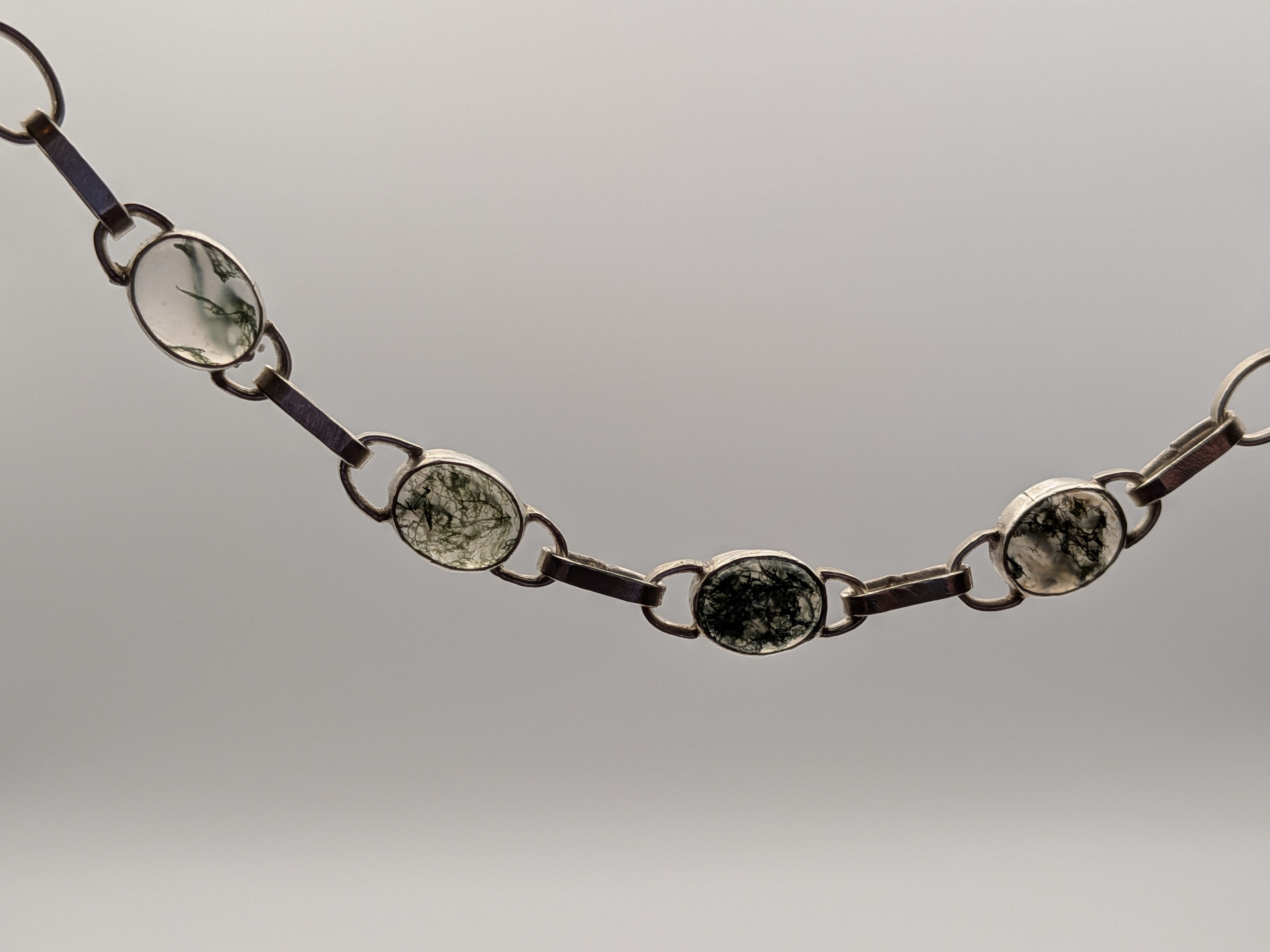 Moss agate oval link bracelet