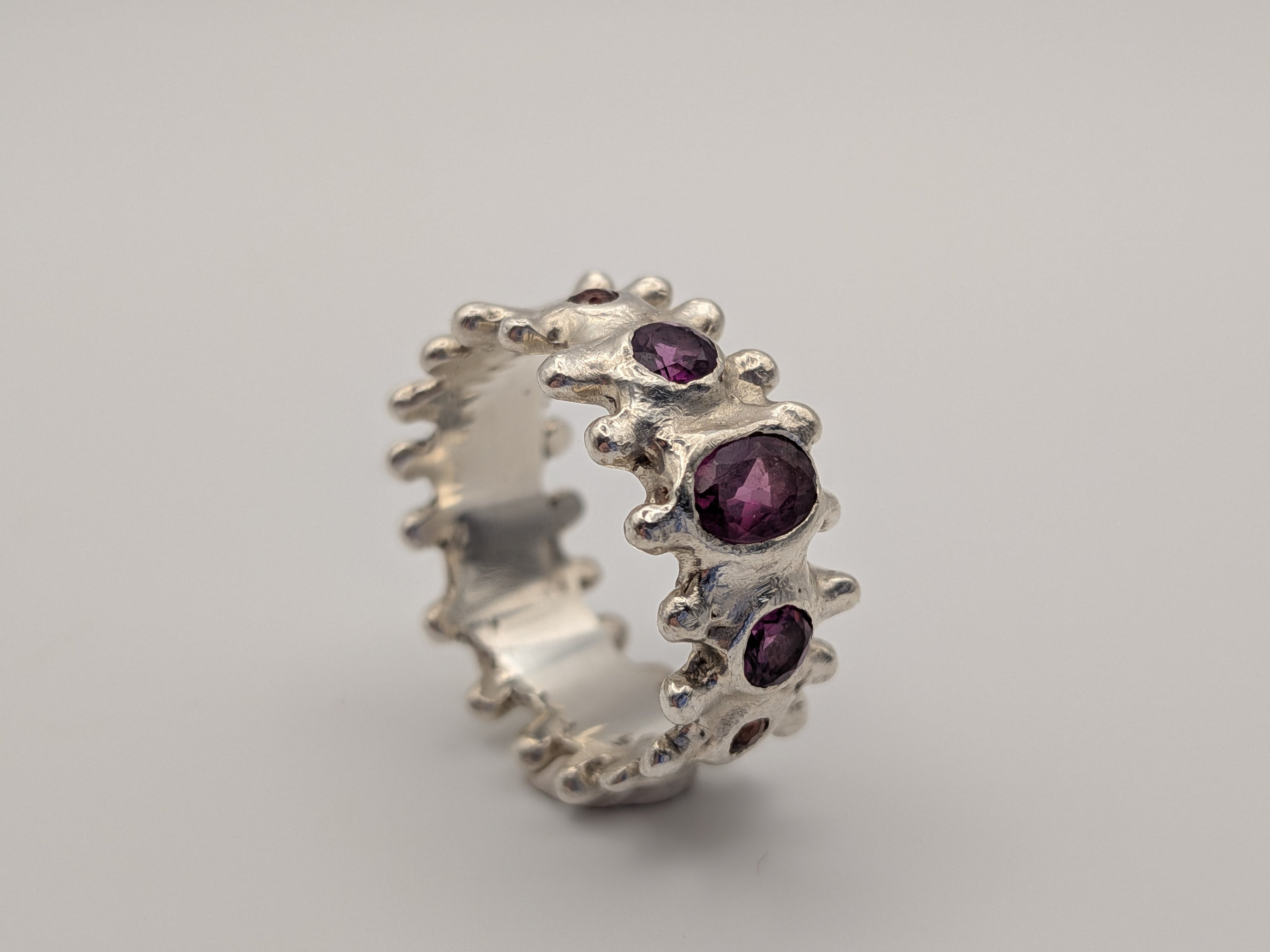 5 stone rhodolite garnet ring