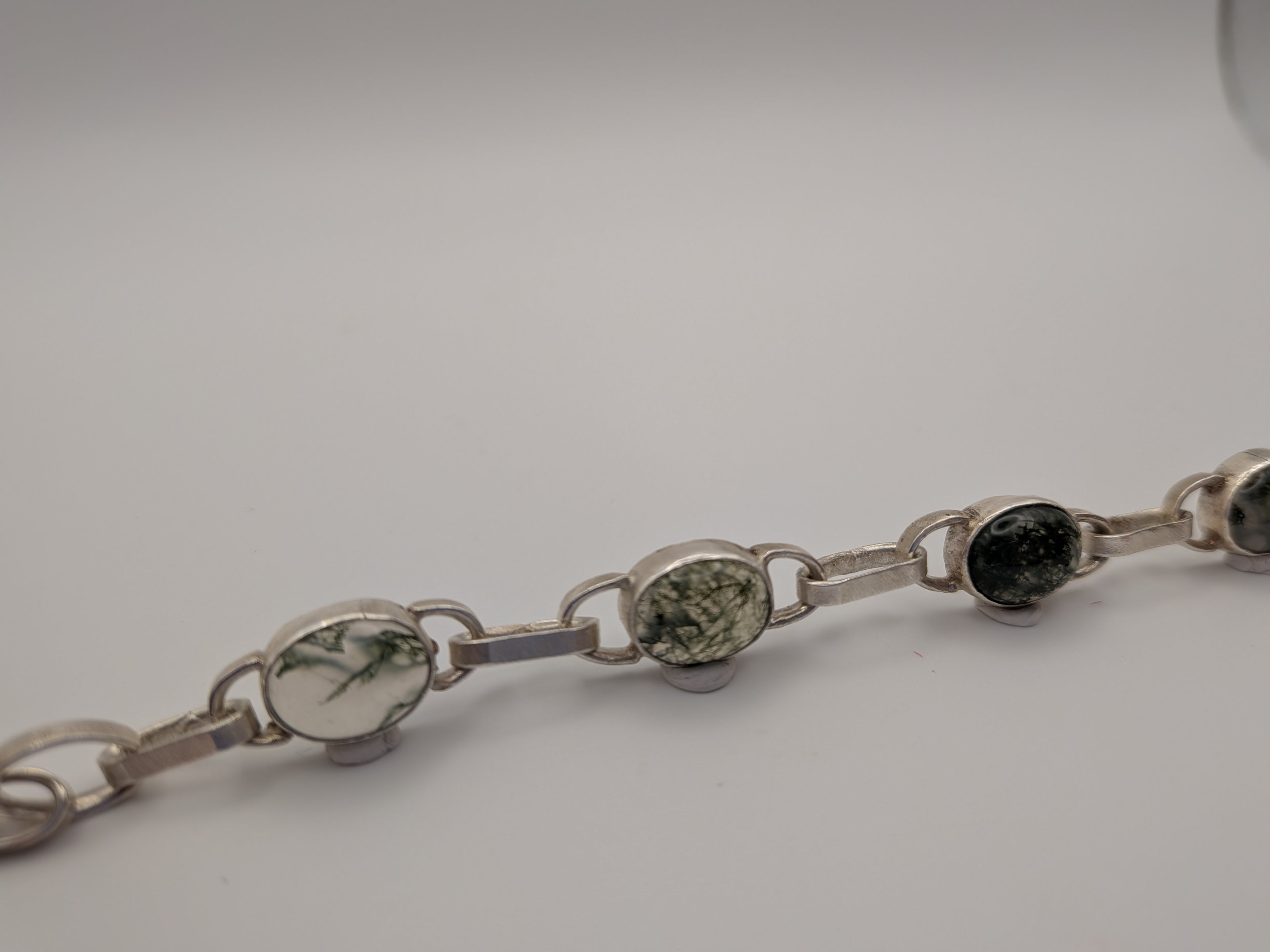 Moss agate oval link bracelet