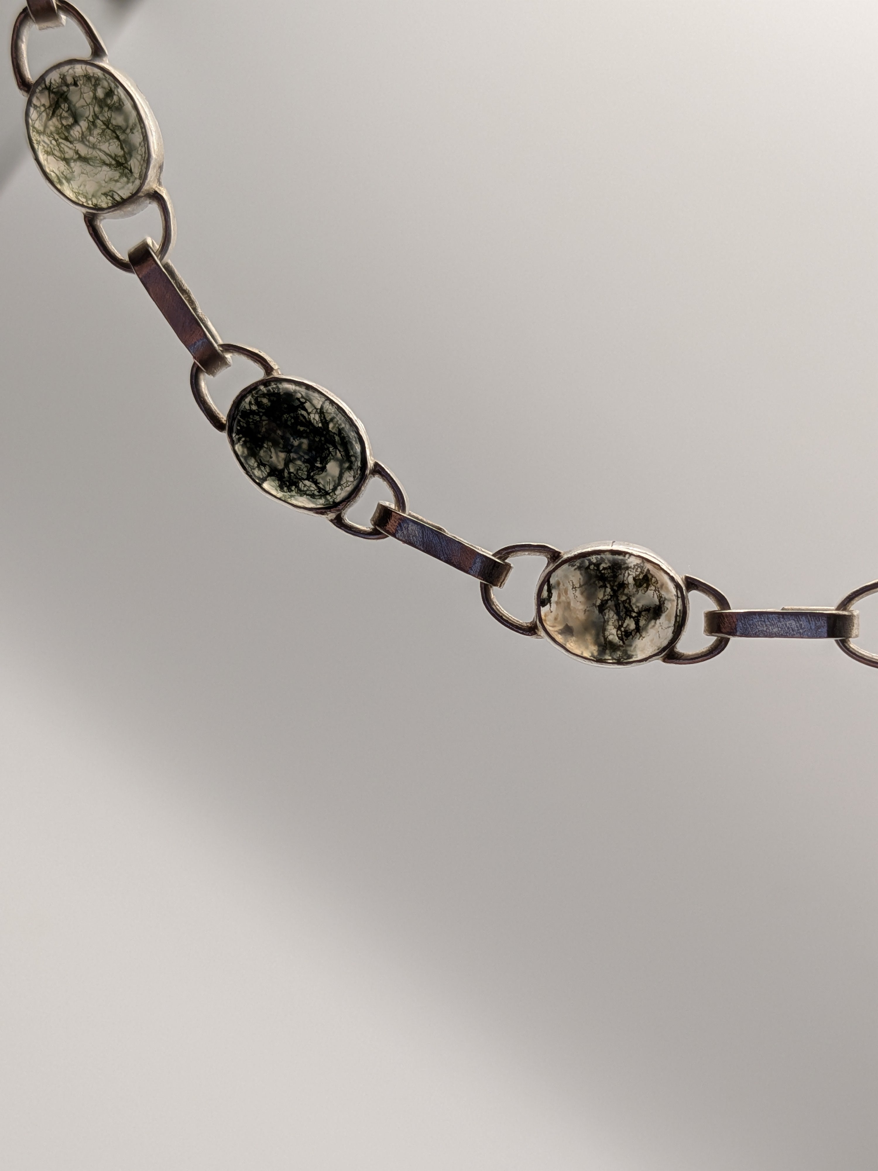 Moss agate oval link bracelet