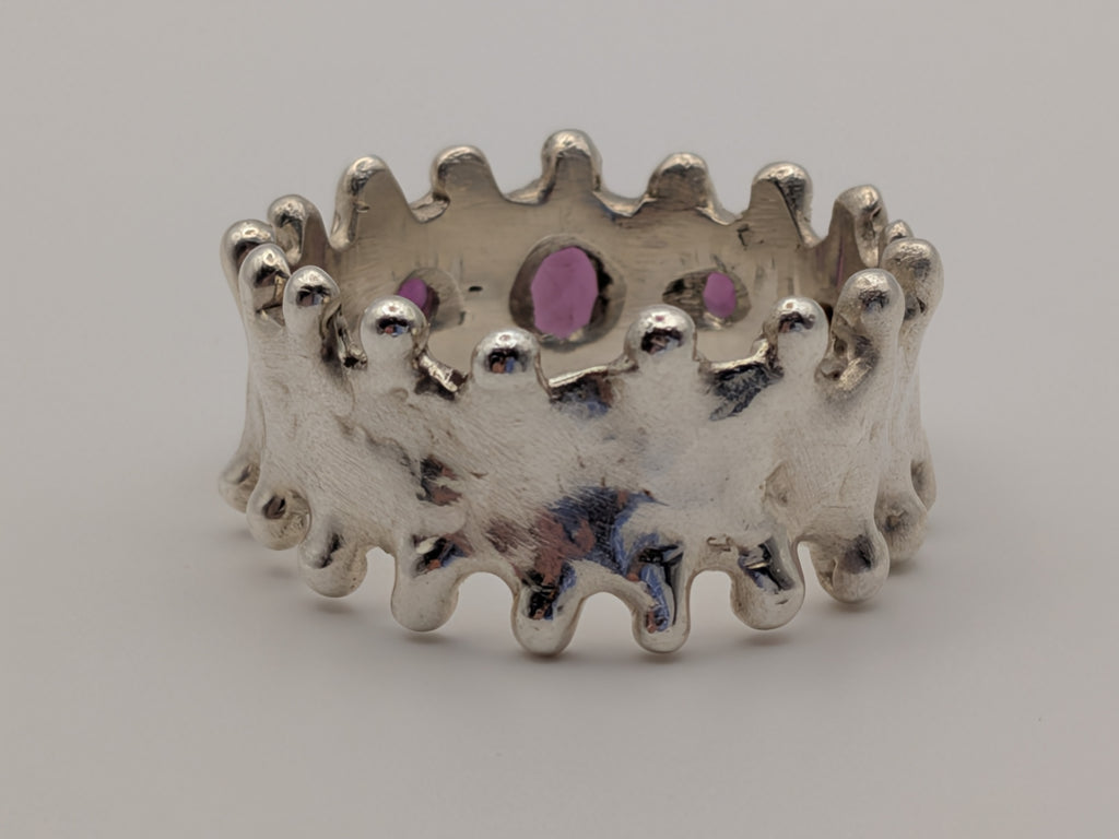 5 stone rhodolite garnet ring