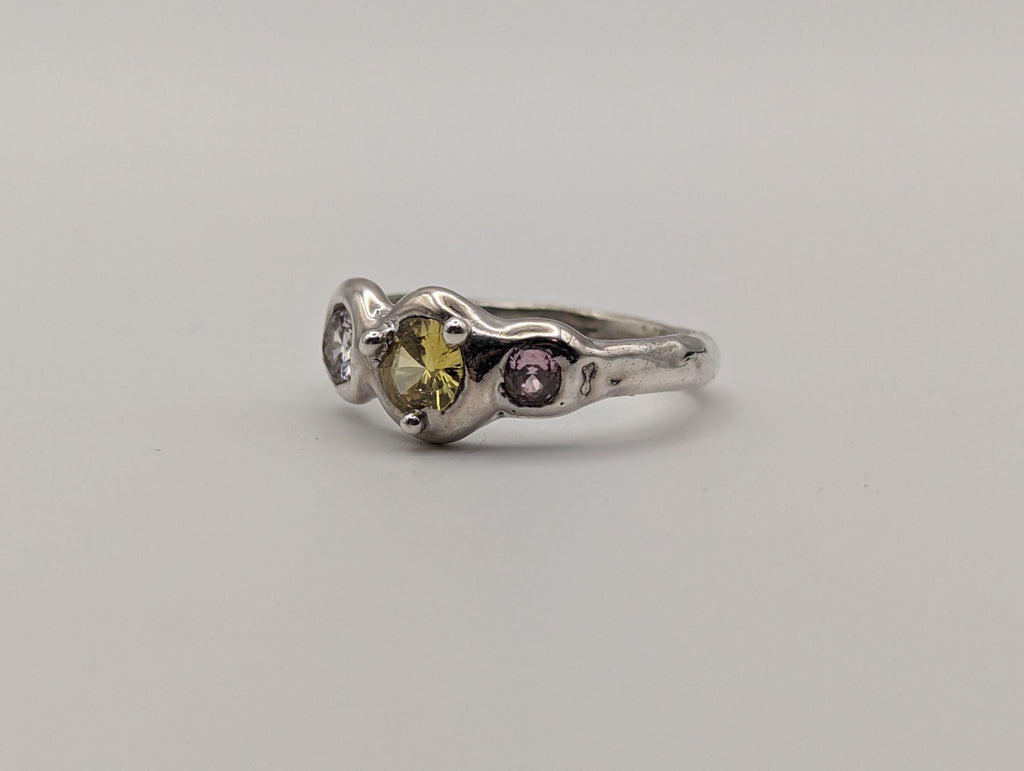 Sterling silver 3 stone CZ ring