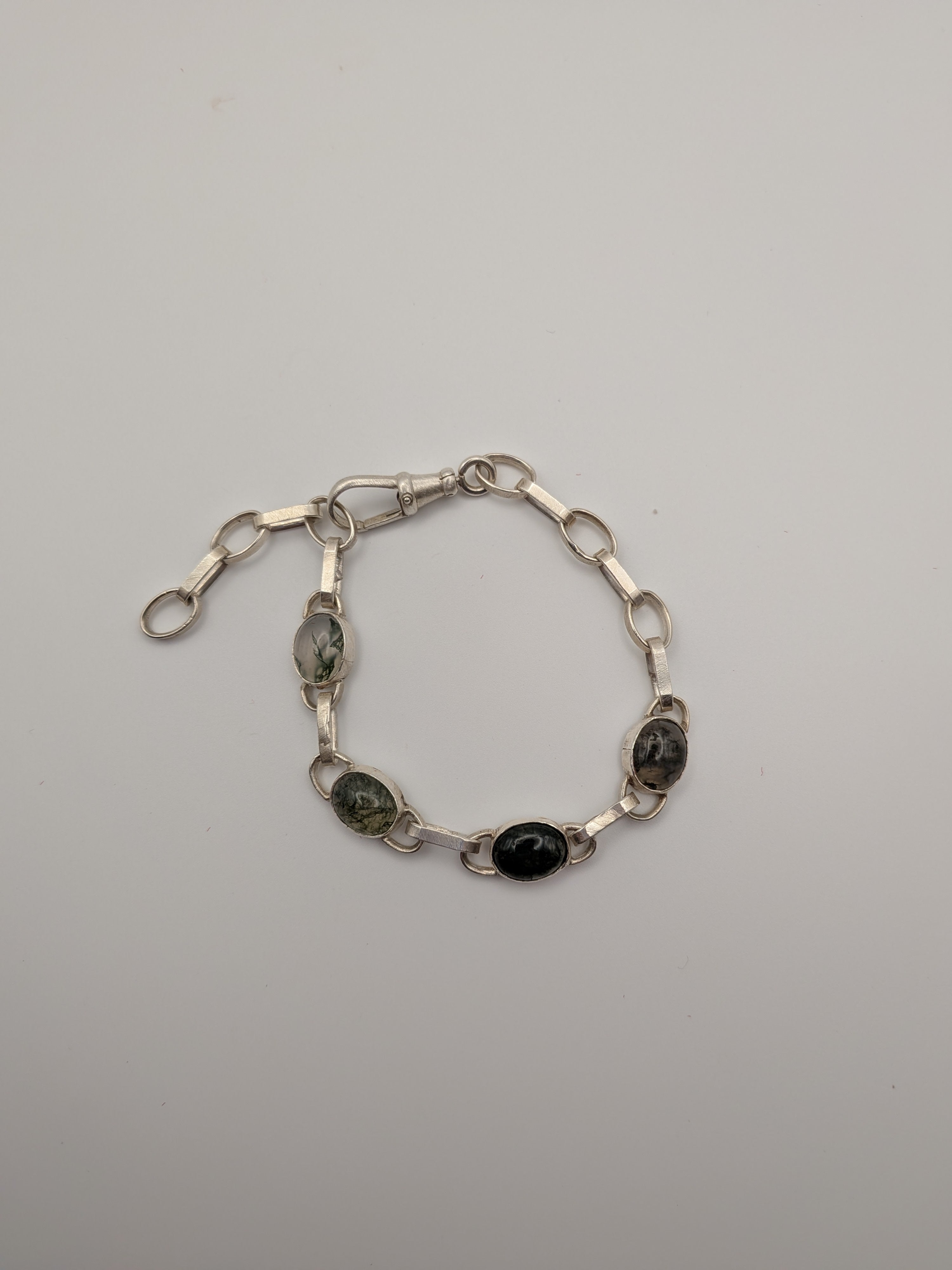 Moss agate oval link bracelet
