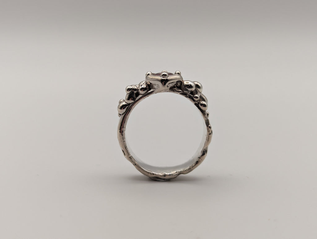 Sterling silver red CZ stone ring