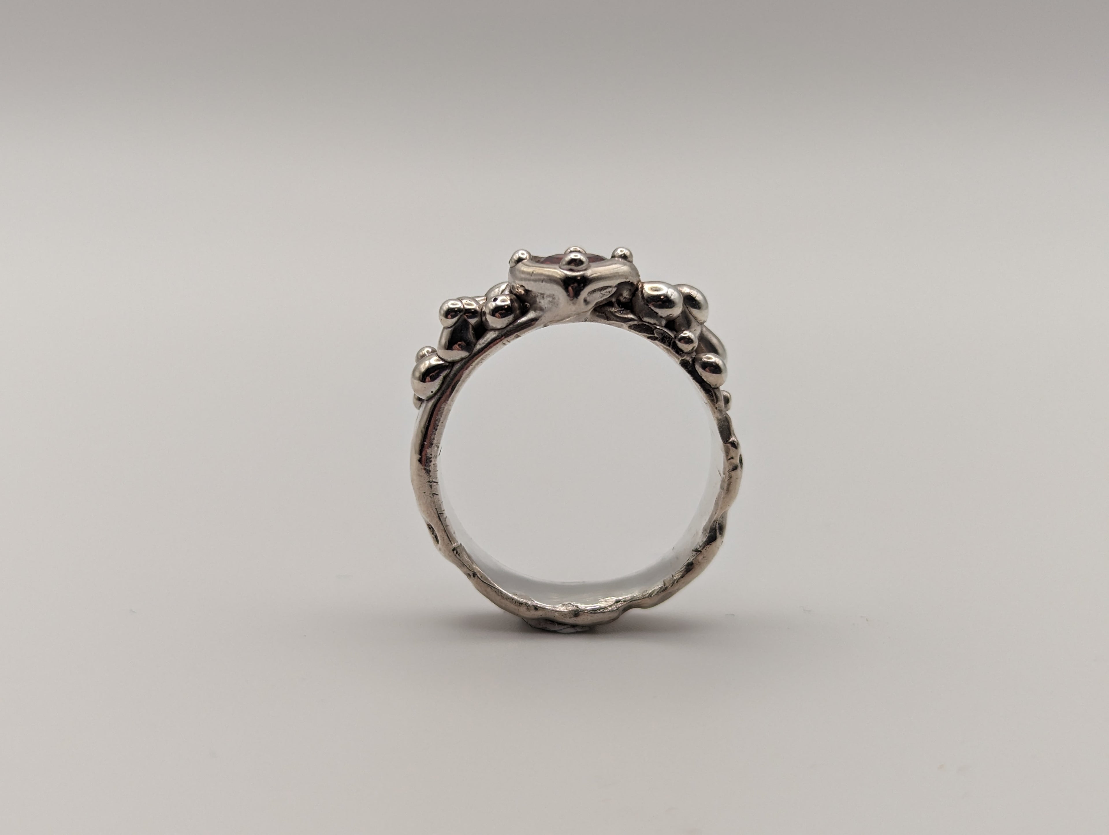 Sterling silver red CZ stone ring