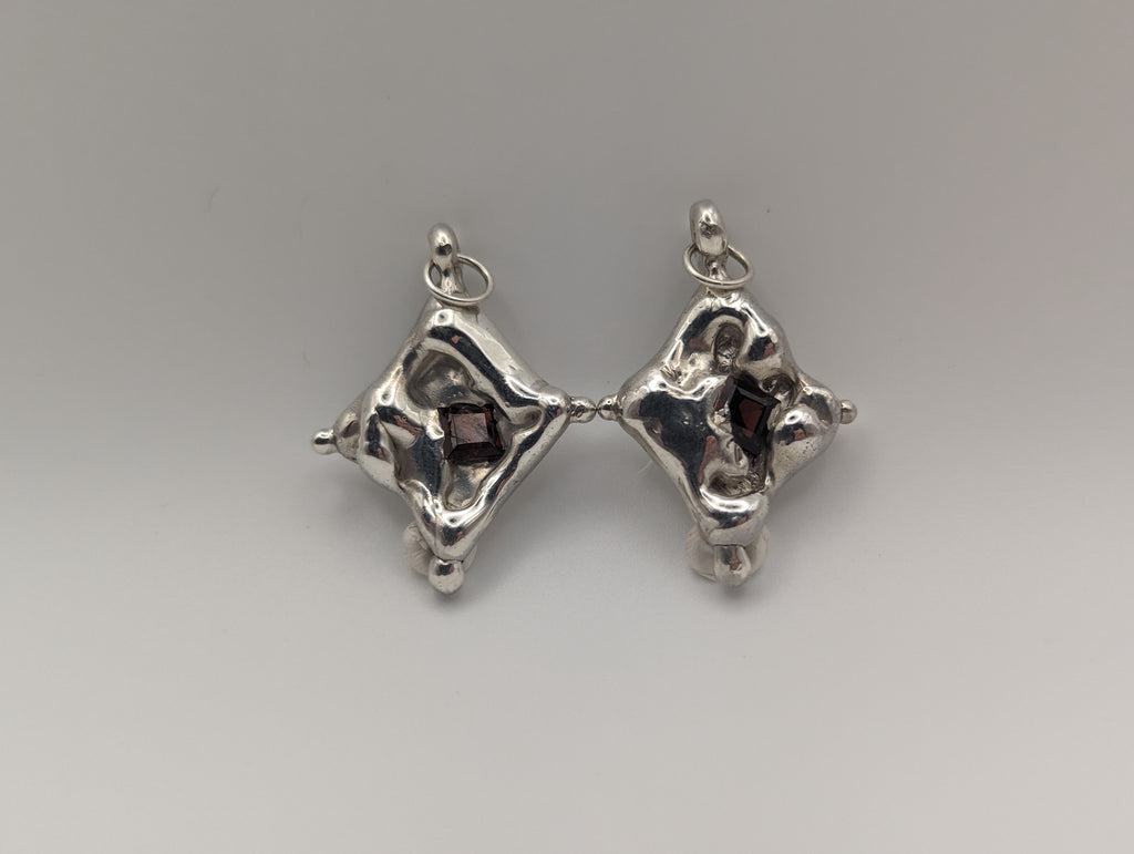Organic Sterling silver garnet pendant