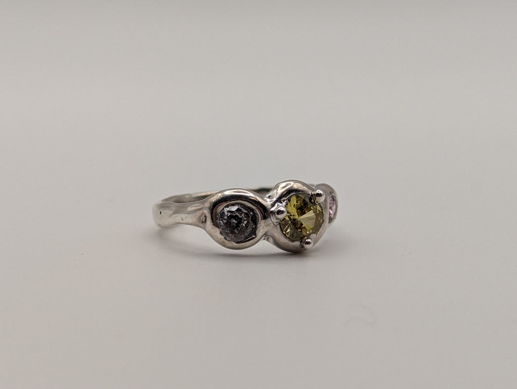 Sterling silver 3 stone CZ ring