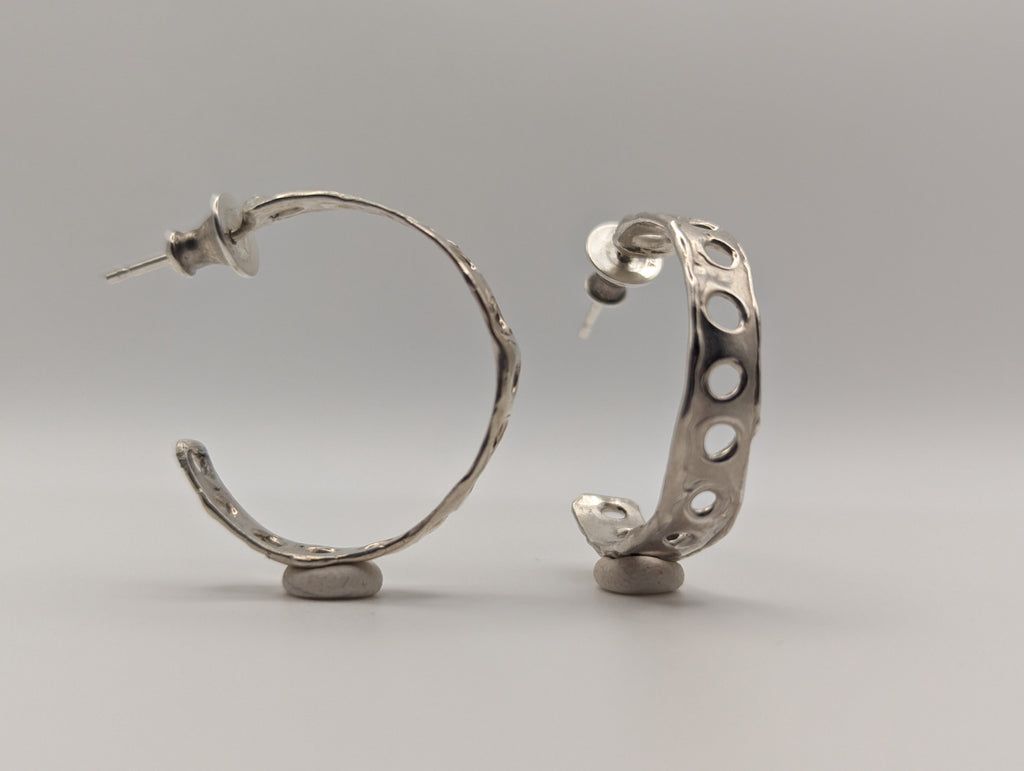 Holey Sterling silver hoop studs