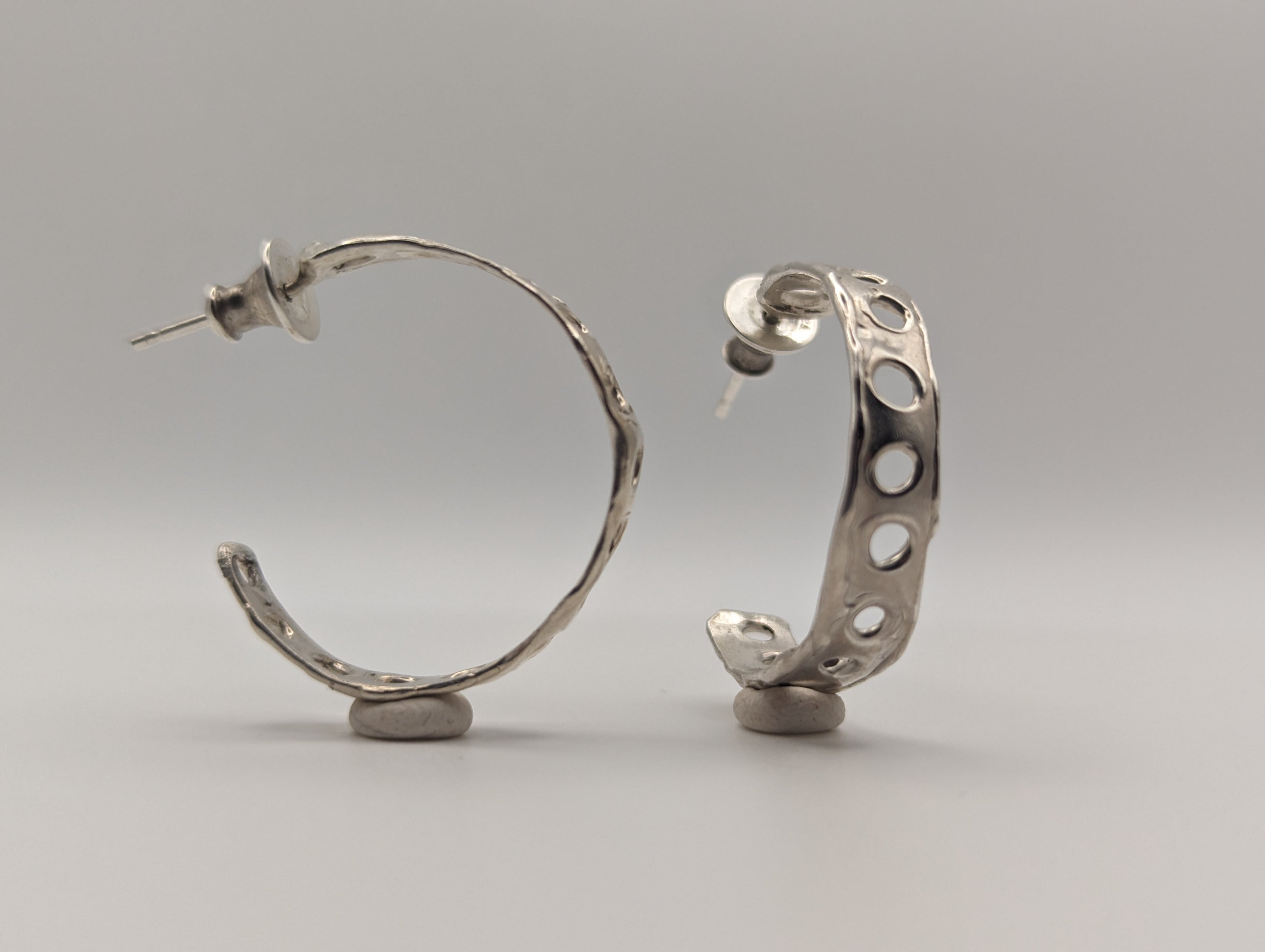 Holey Sterling silver hoop studs