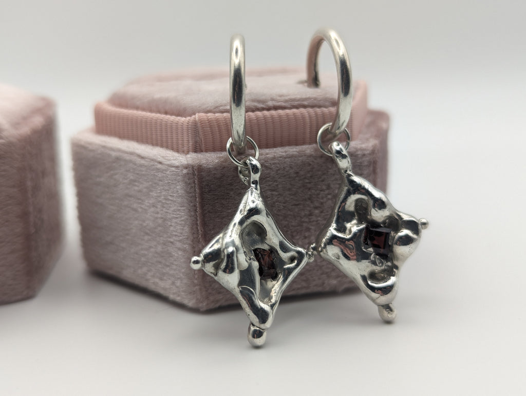 Organic Sterling silver garnet pendant