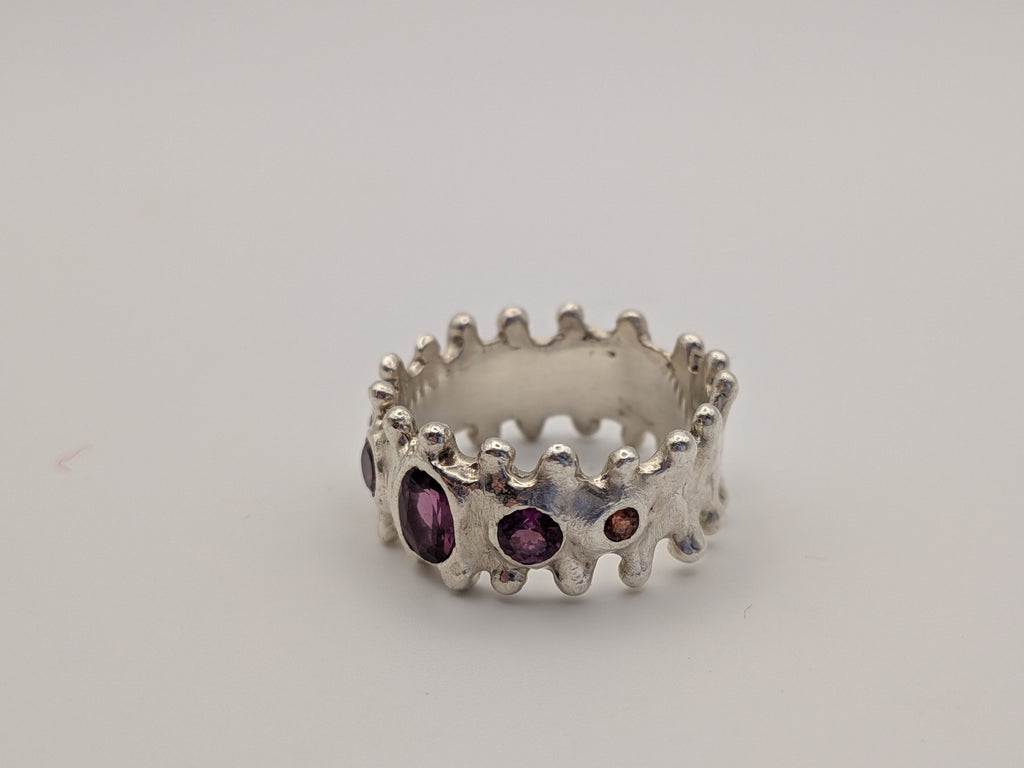 5 stone rhodolite garnet ring