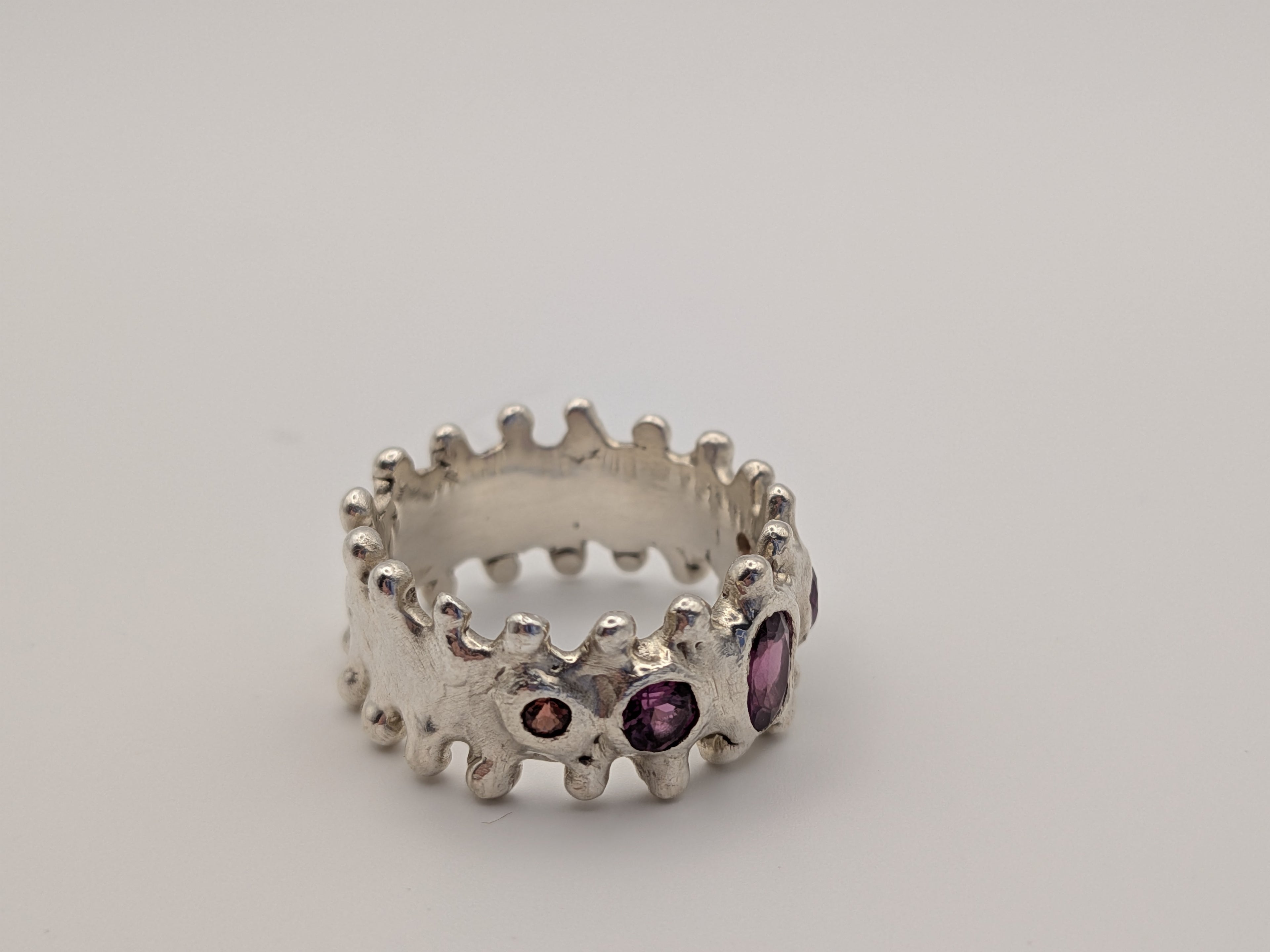 5 stone rhodolite garnet ring