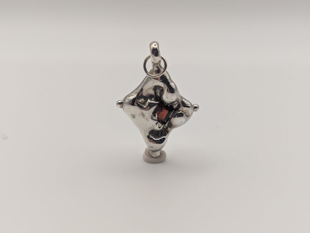 Organic Sterling silver garnet pendant