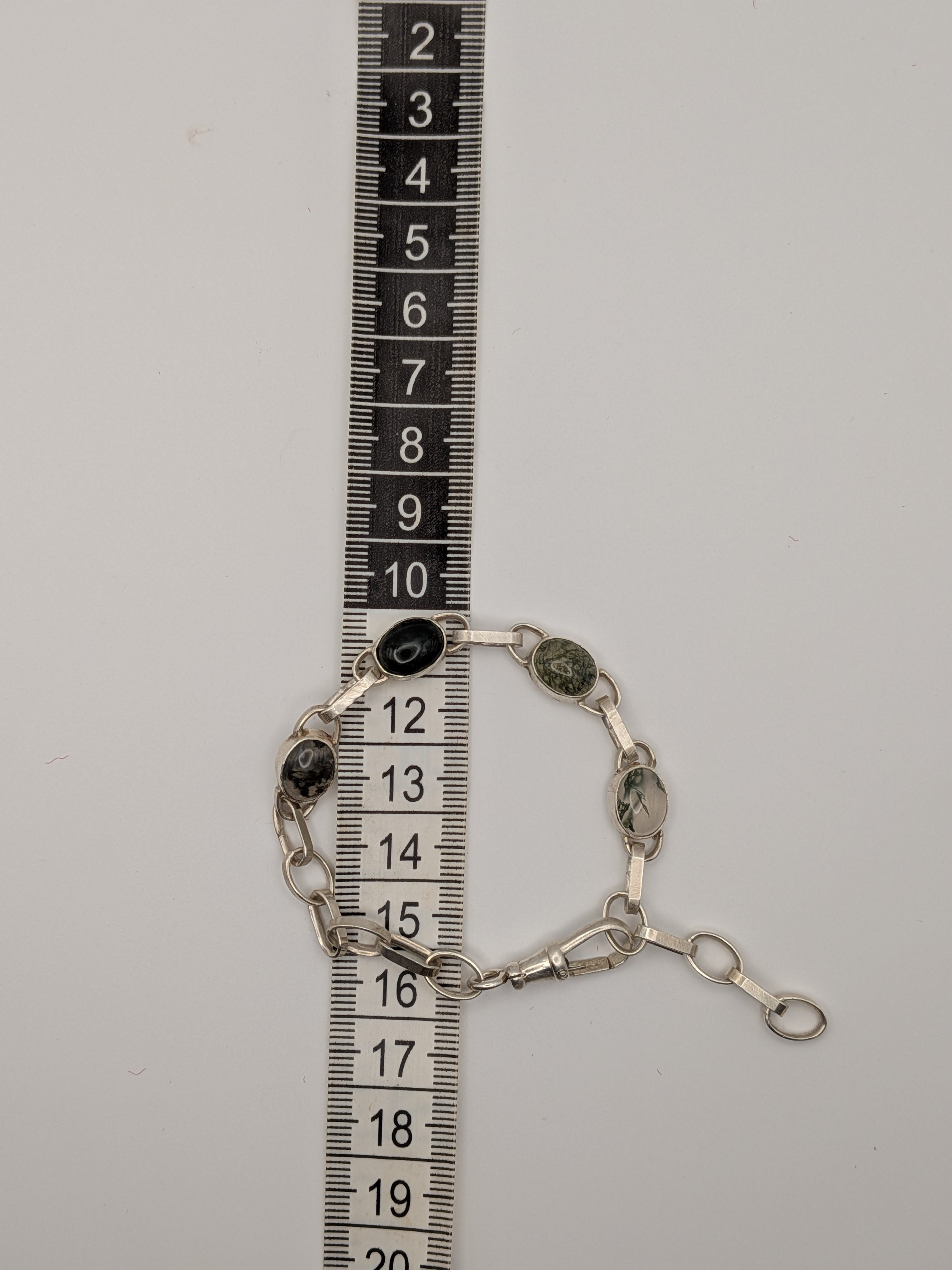 Moss agate oval link bracelet