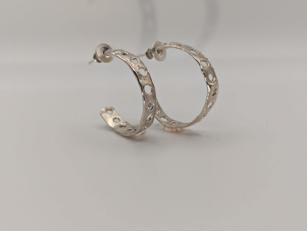 Holey Sterling silver hoop studs
