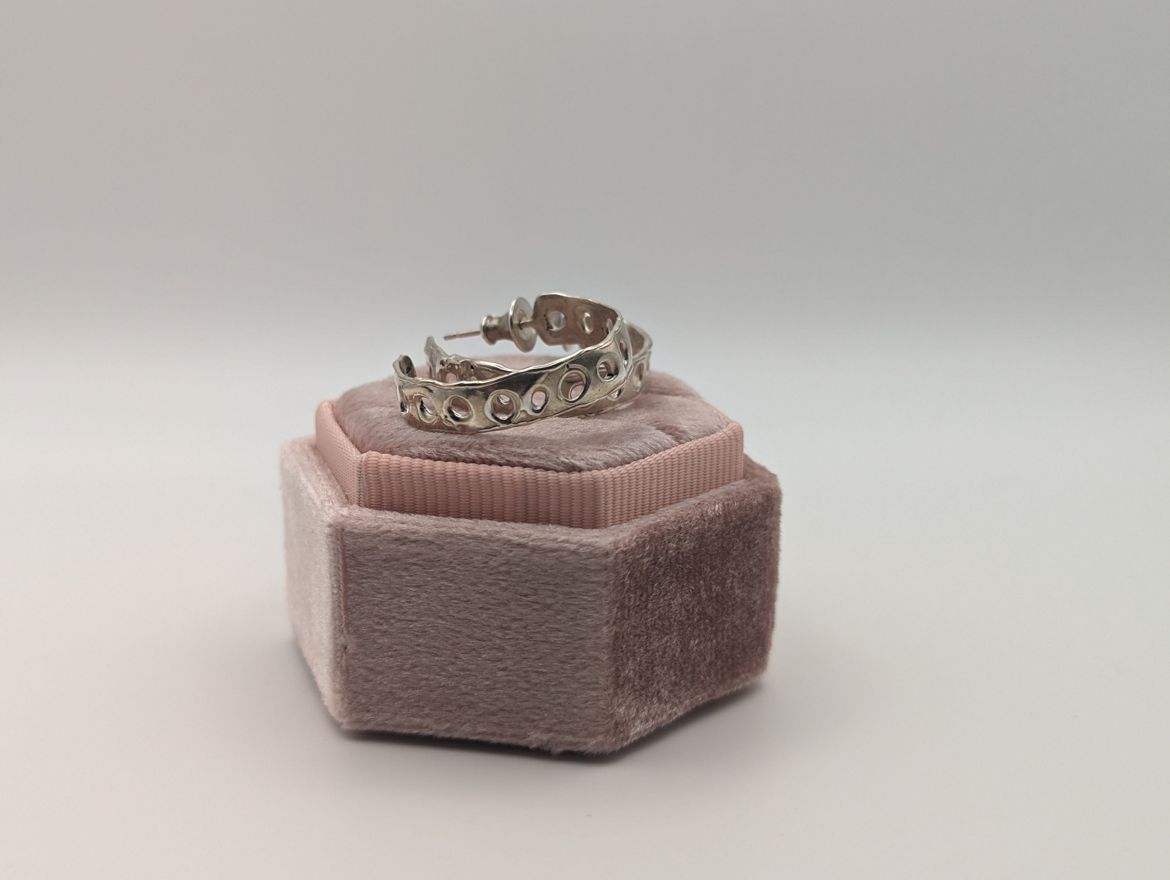 Holey Sterling silver hoop studs