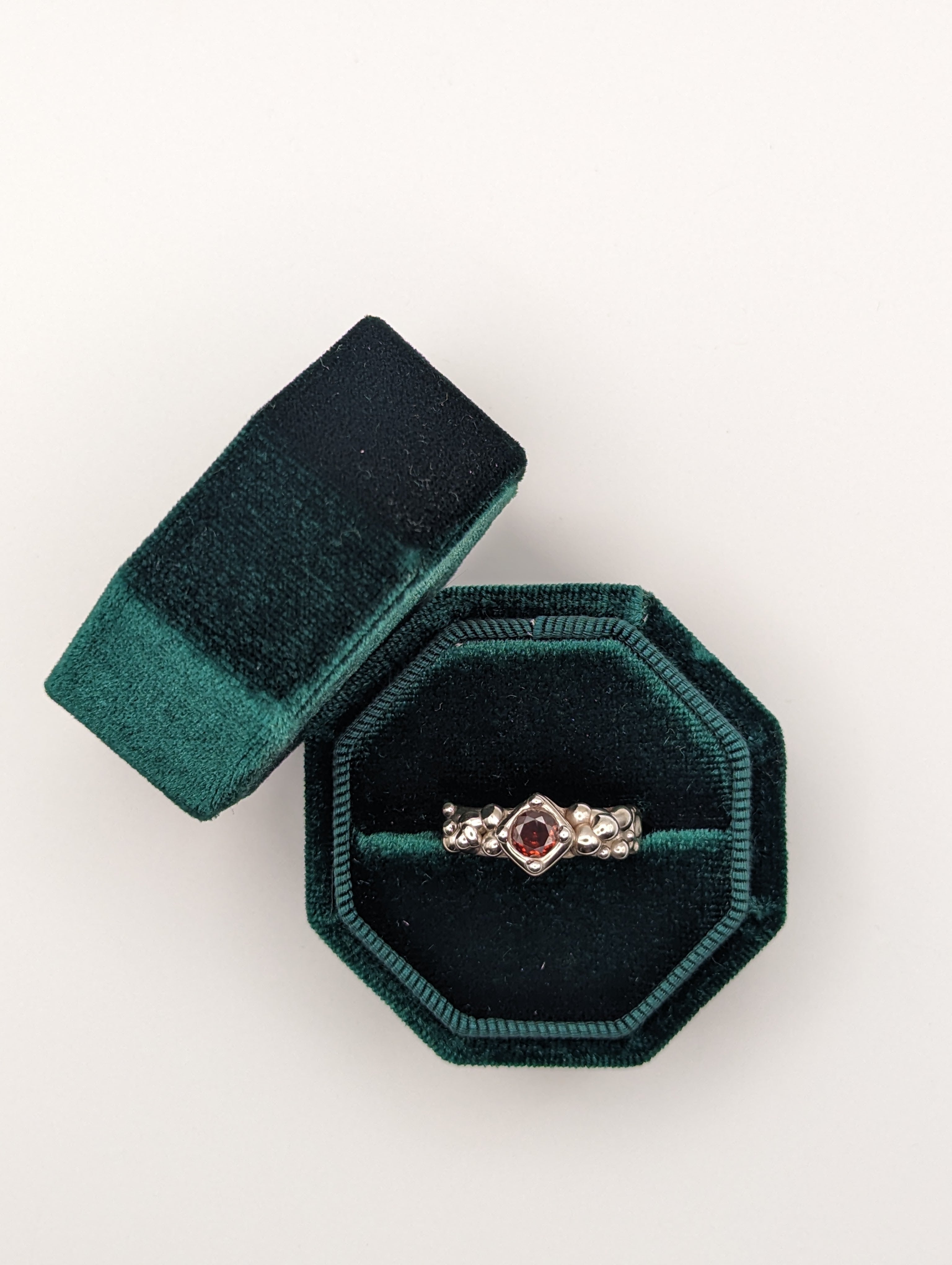 Sterling silver red CZ stone ring