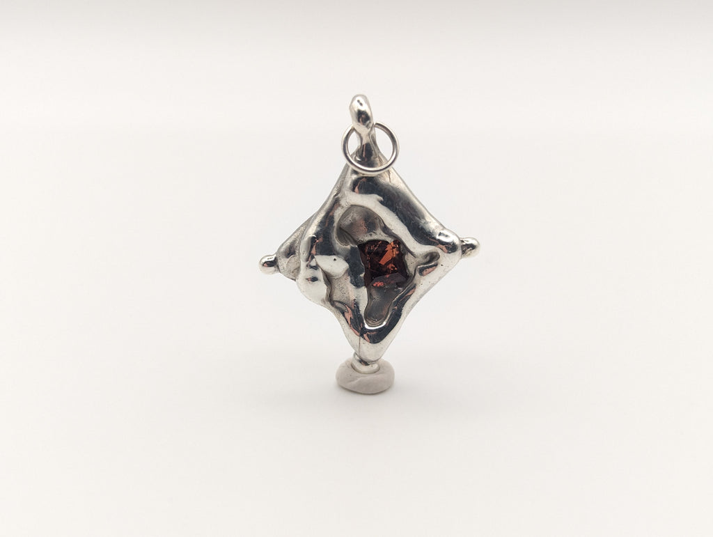 Organic Sterling silver garnet pendant