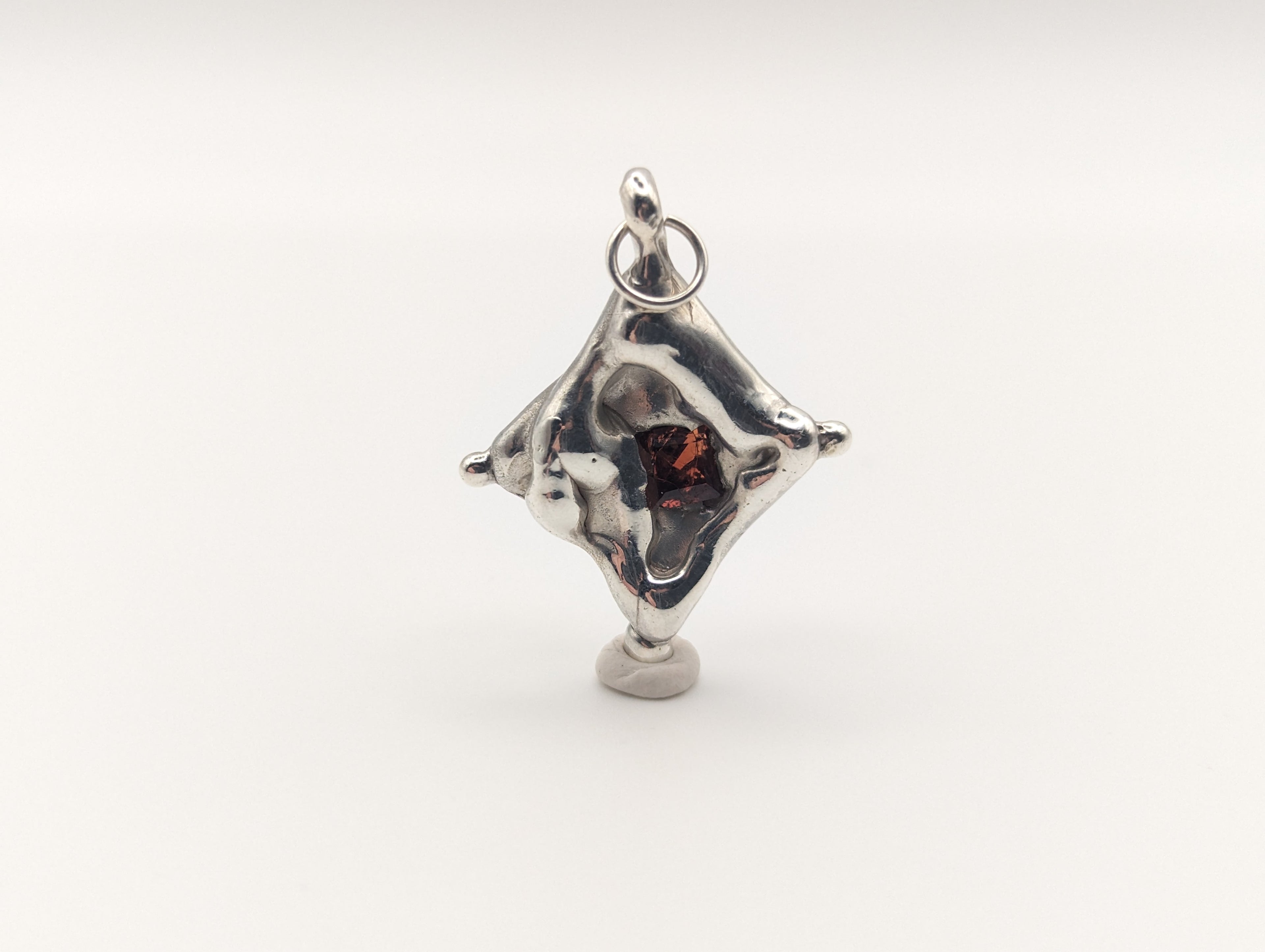 Organic Sterling silver garnet pendant