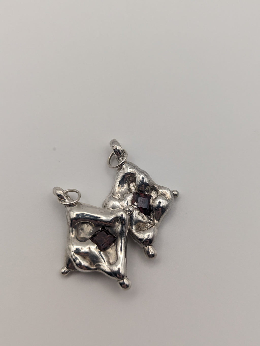 Organic Sterling silver garnet pendant