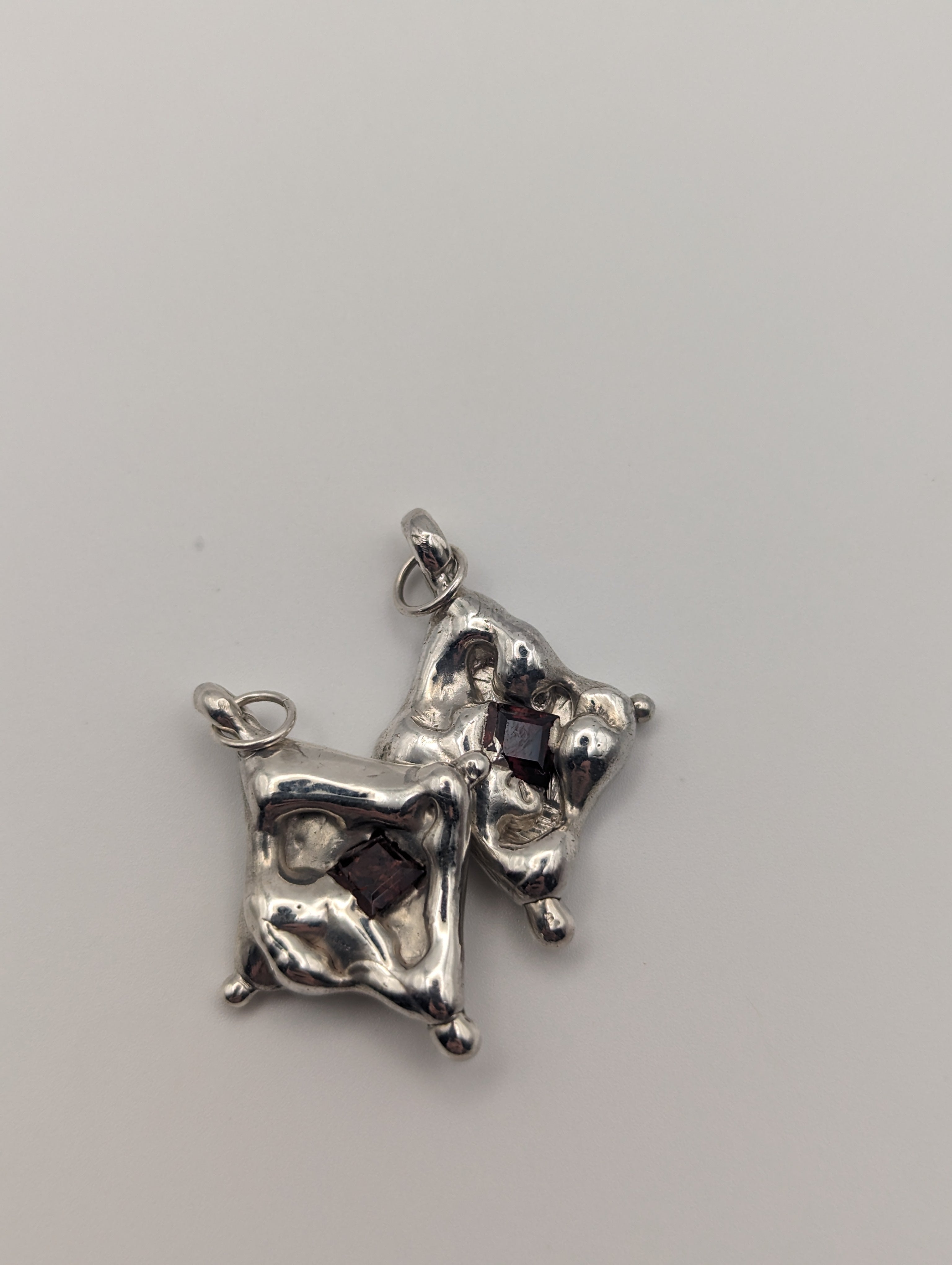 Organic Sterling silver garnet pendant