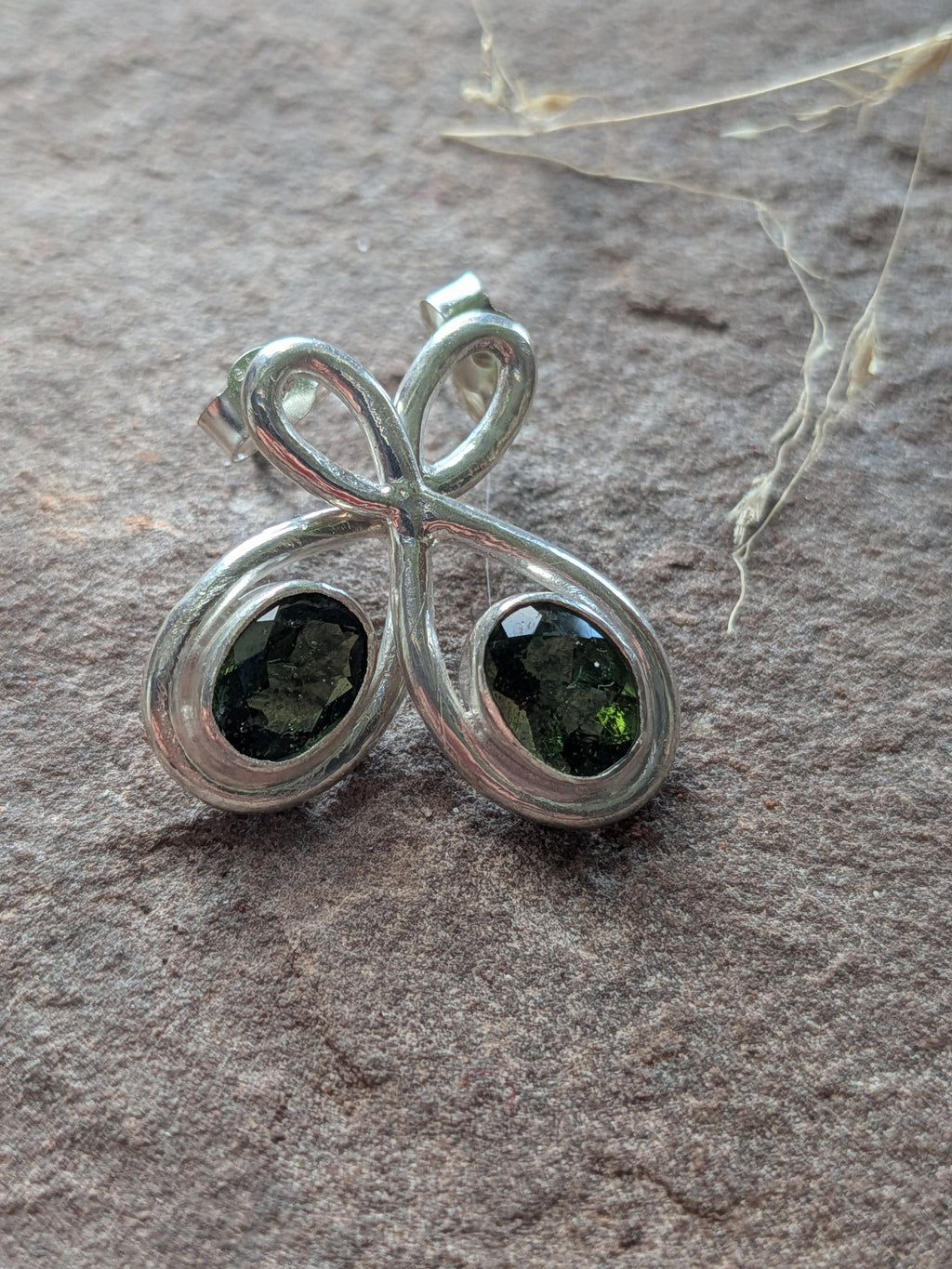 Sterling moldovite studs