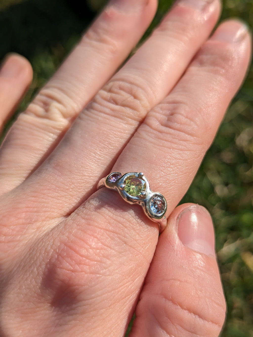 Sterling silver 3 stone CZ ring