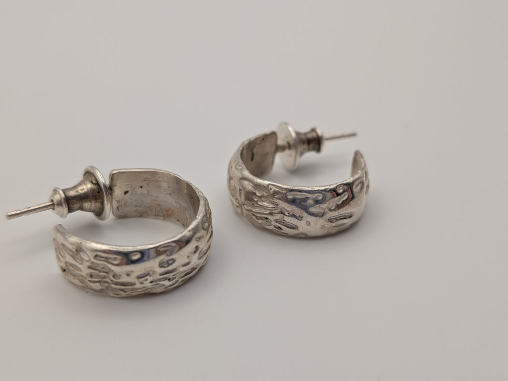 Small textured hoop studs